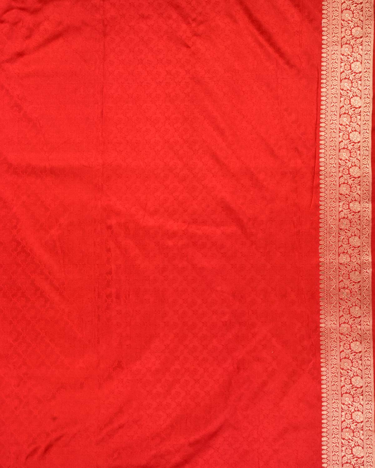 Red Banarasi Gold & Silver Zari Floral Jaal Cutwork Brocade Handwoven Katan Silk Saree - By HolyWeaves, Benares