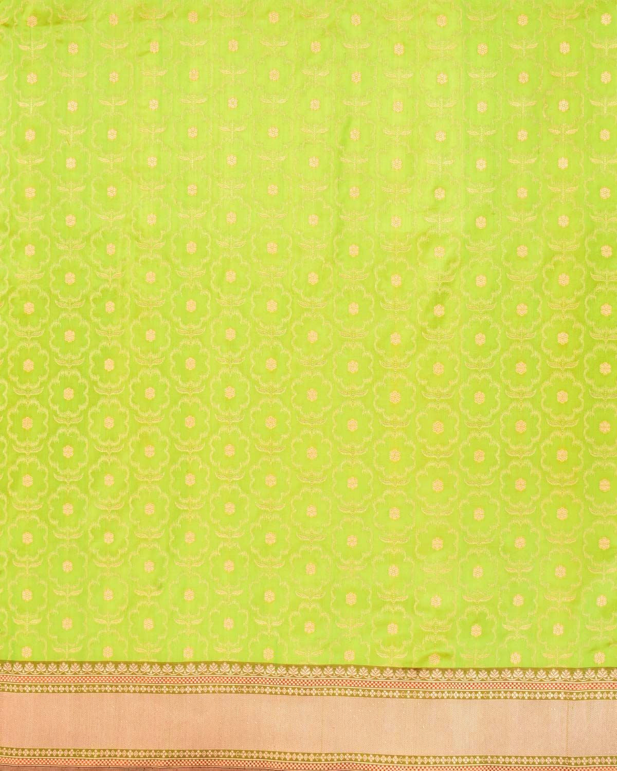 Green Banarasi Gold Zari Floral Buta Cutwork Brocade Handwoven Katan Silk Saree - By HolyWeaves, Benares