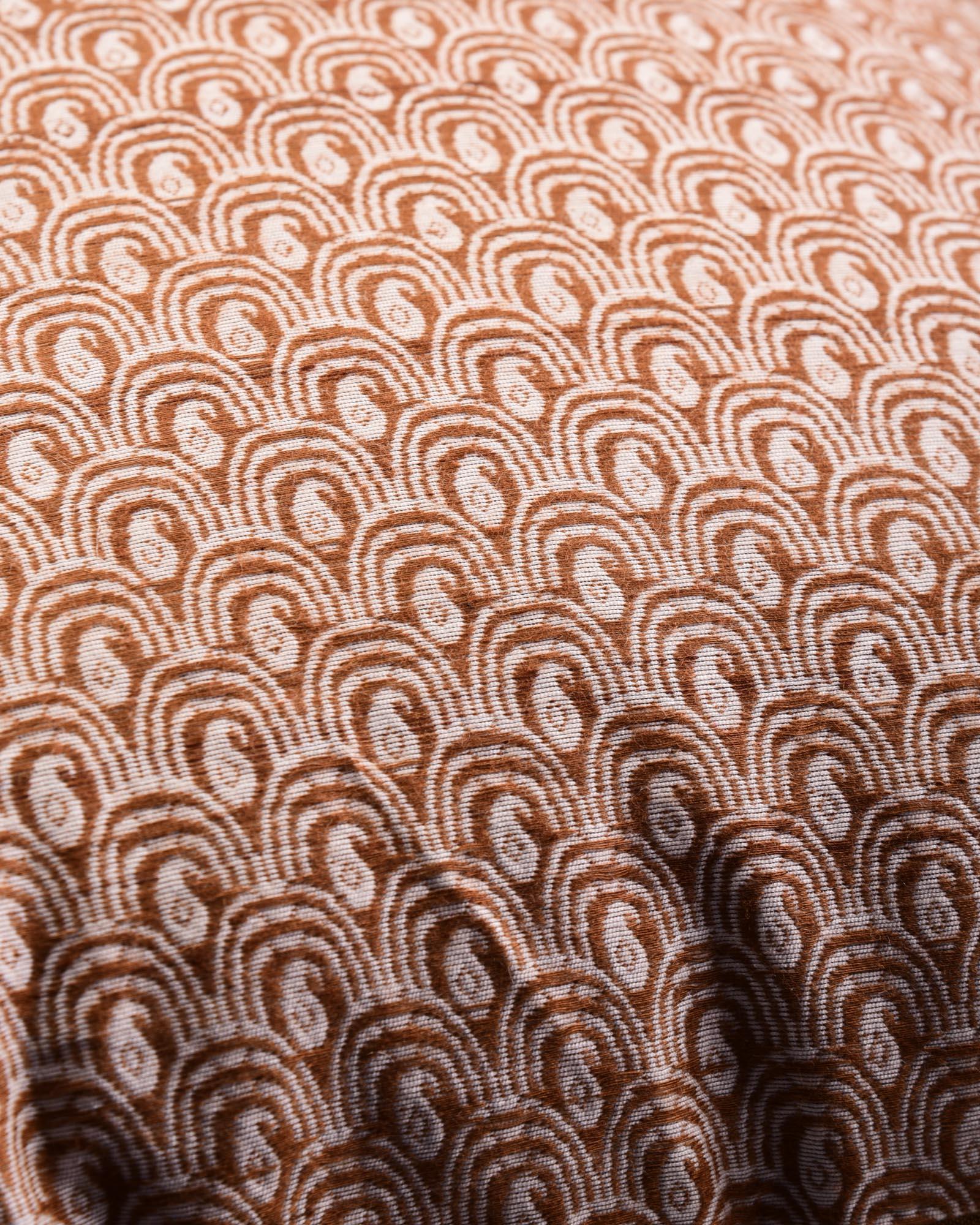 Beaver Brown Banarasi Jacquard Noile Silk Cushion Cover 16" - By HolyWeaves, Benares