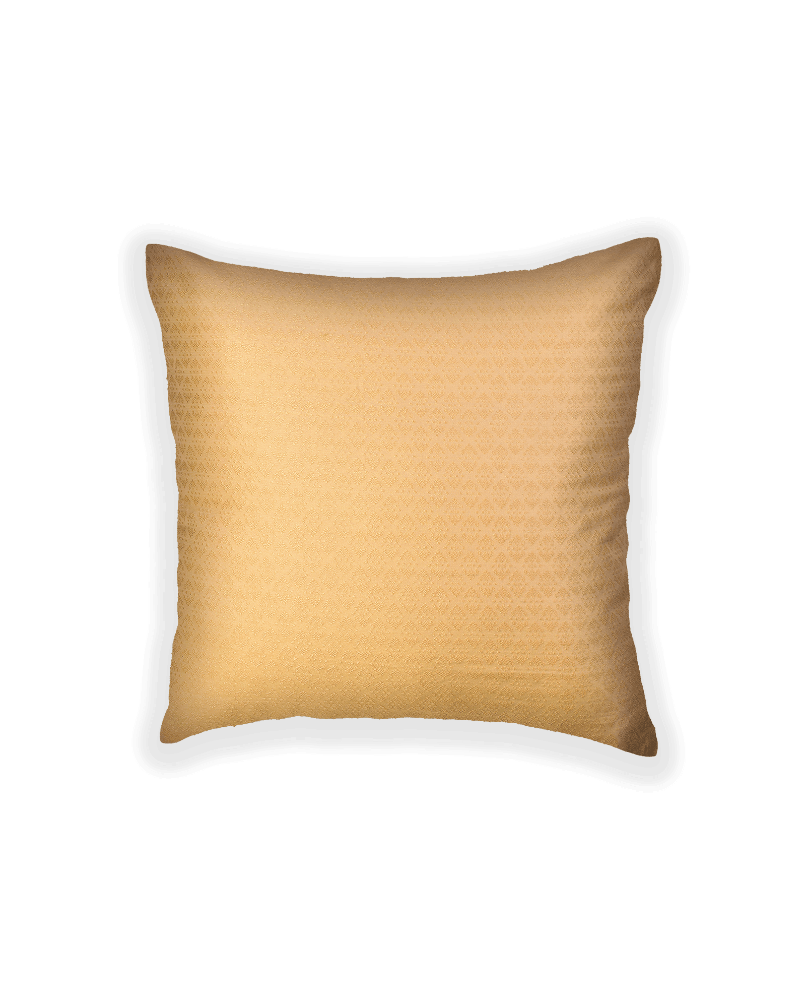 Beige Banarasi Tanchoi Poly Cotton Cushion Cover 16" - By HolyWeaves, Benares