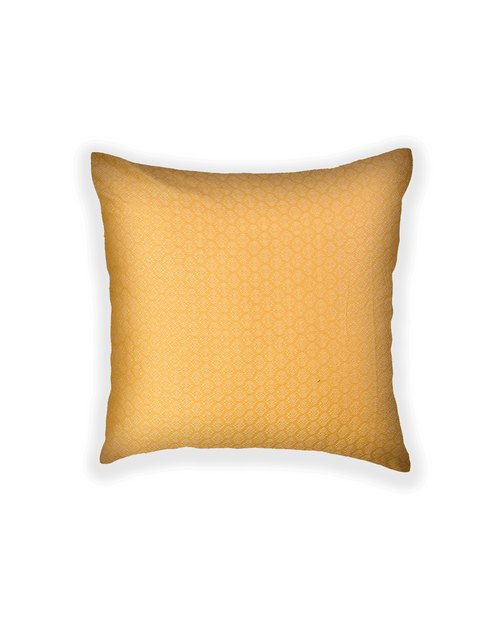 Beige Banarasi Tanchoi Poly Cotton Cushion Cover 16" - By HolyWeaves, Benares