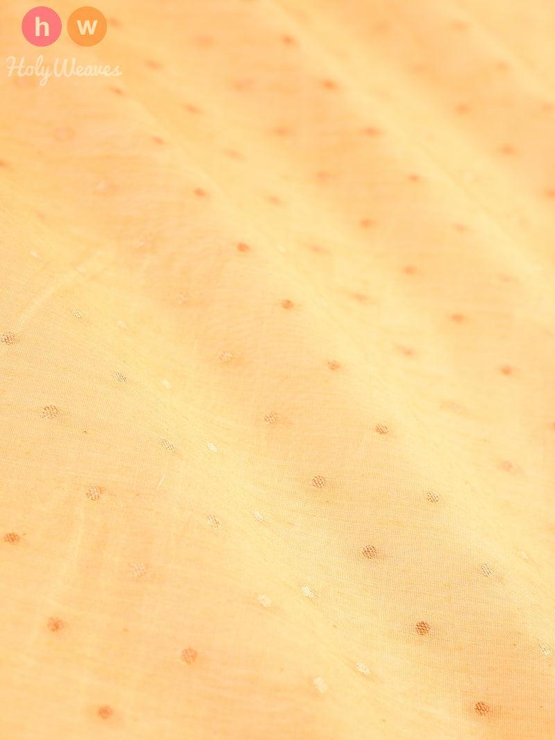 Beige Cotton Silk Cutwork Brocade Handwoven Fabric - By HolyWeaves, Benares