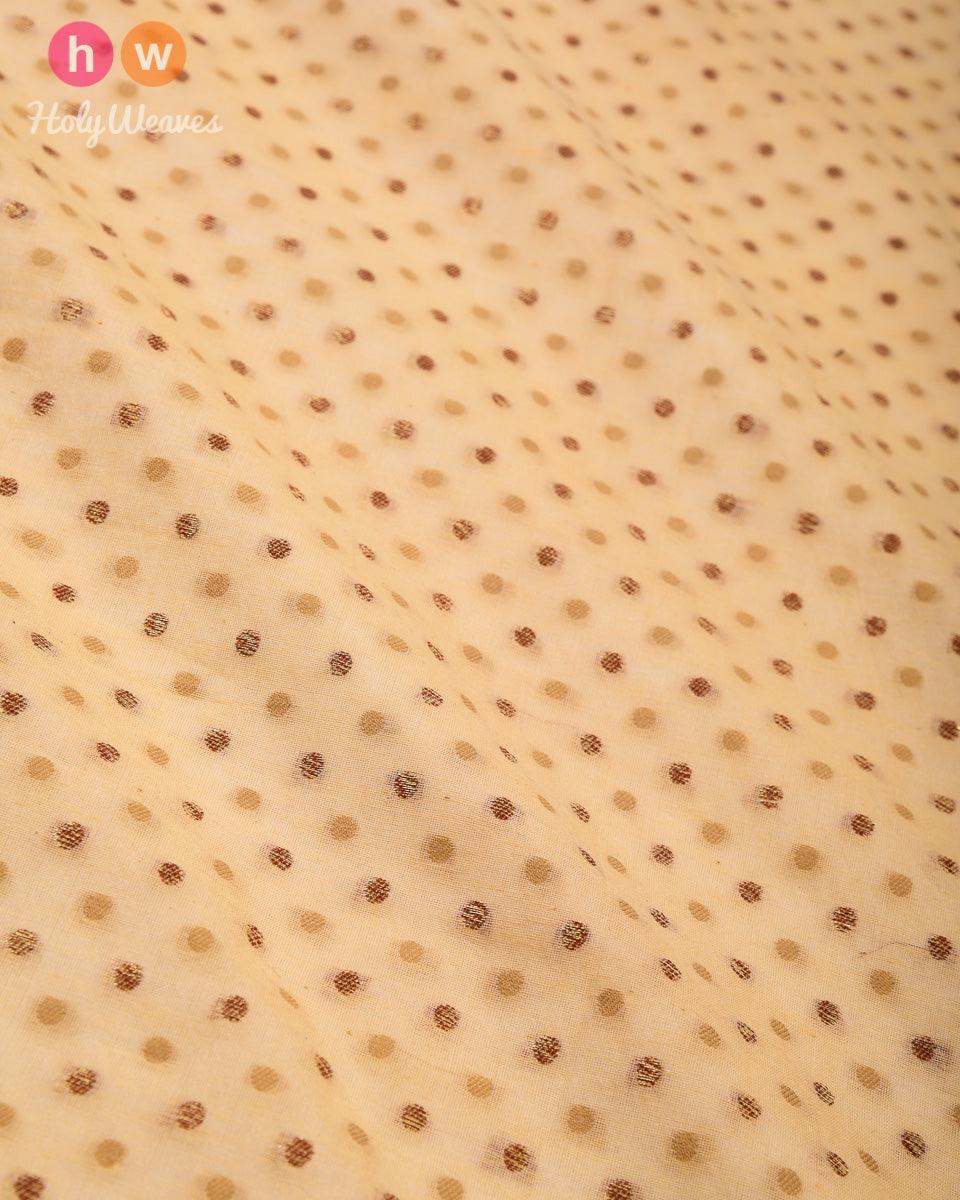 Beige Cutwork Brocade Handwoven Cotton Silk Fabric - By HolyWeaves, Benares