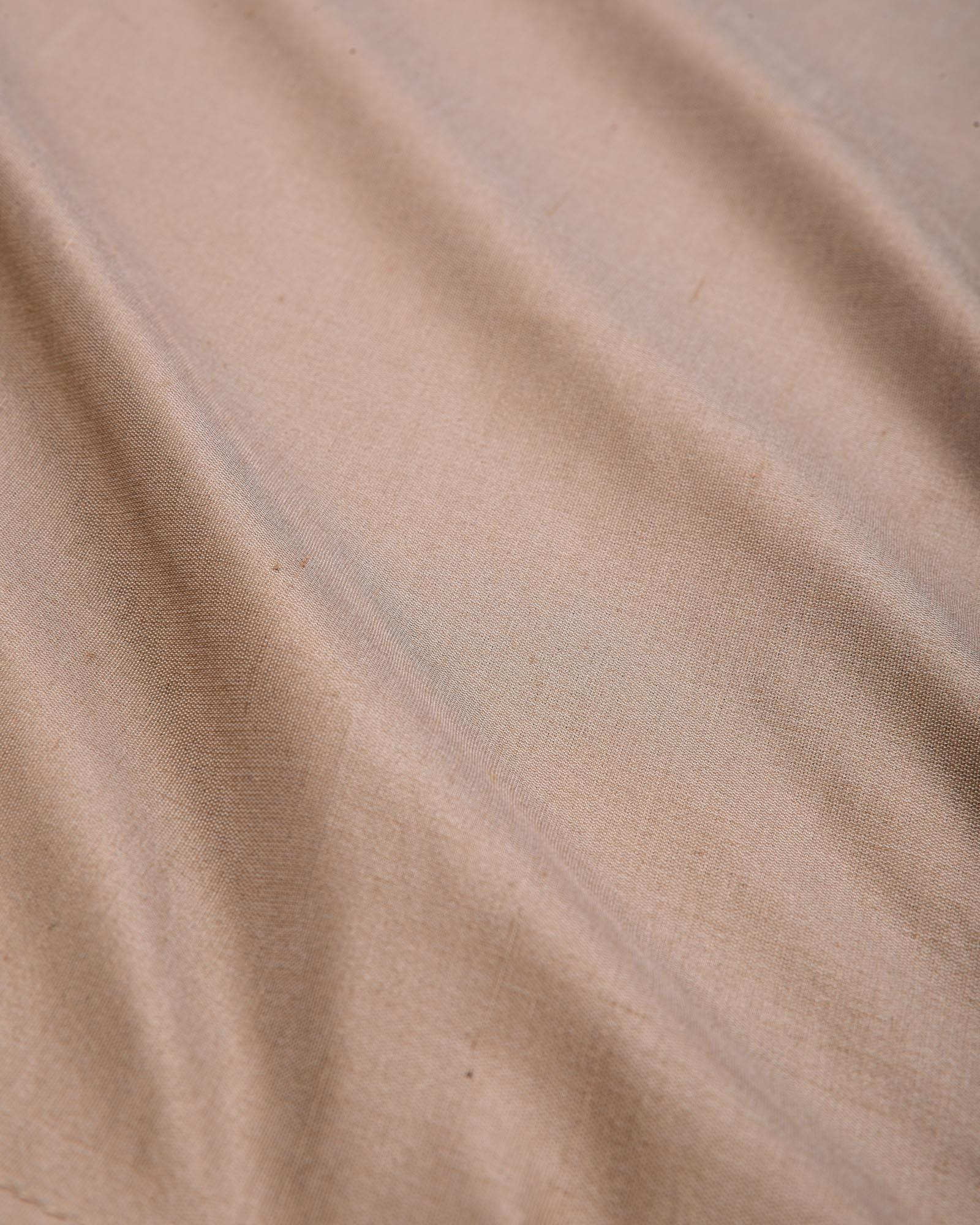 Beige Handwoven Pure Dupion Silk Pocket Square For Men - By HolyWeaves, Benares