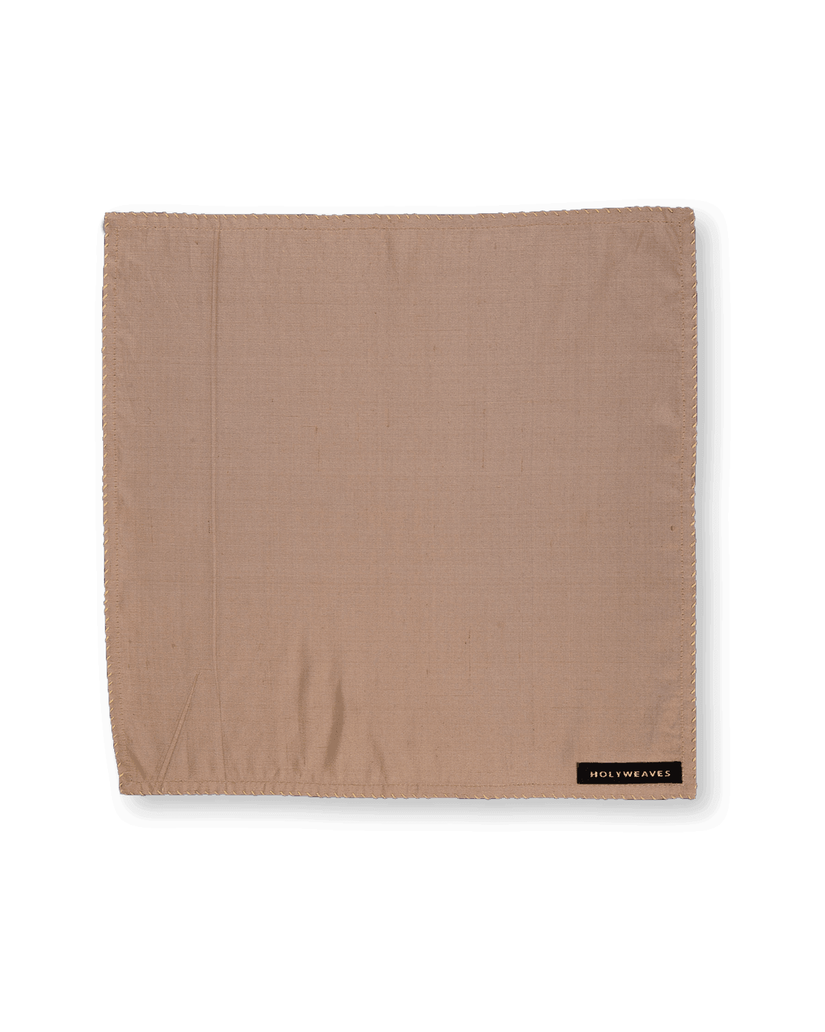 Beige Handwoven Pure Dupion Silk Pocket Square For Men - By HolyWeaves, Benares