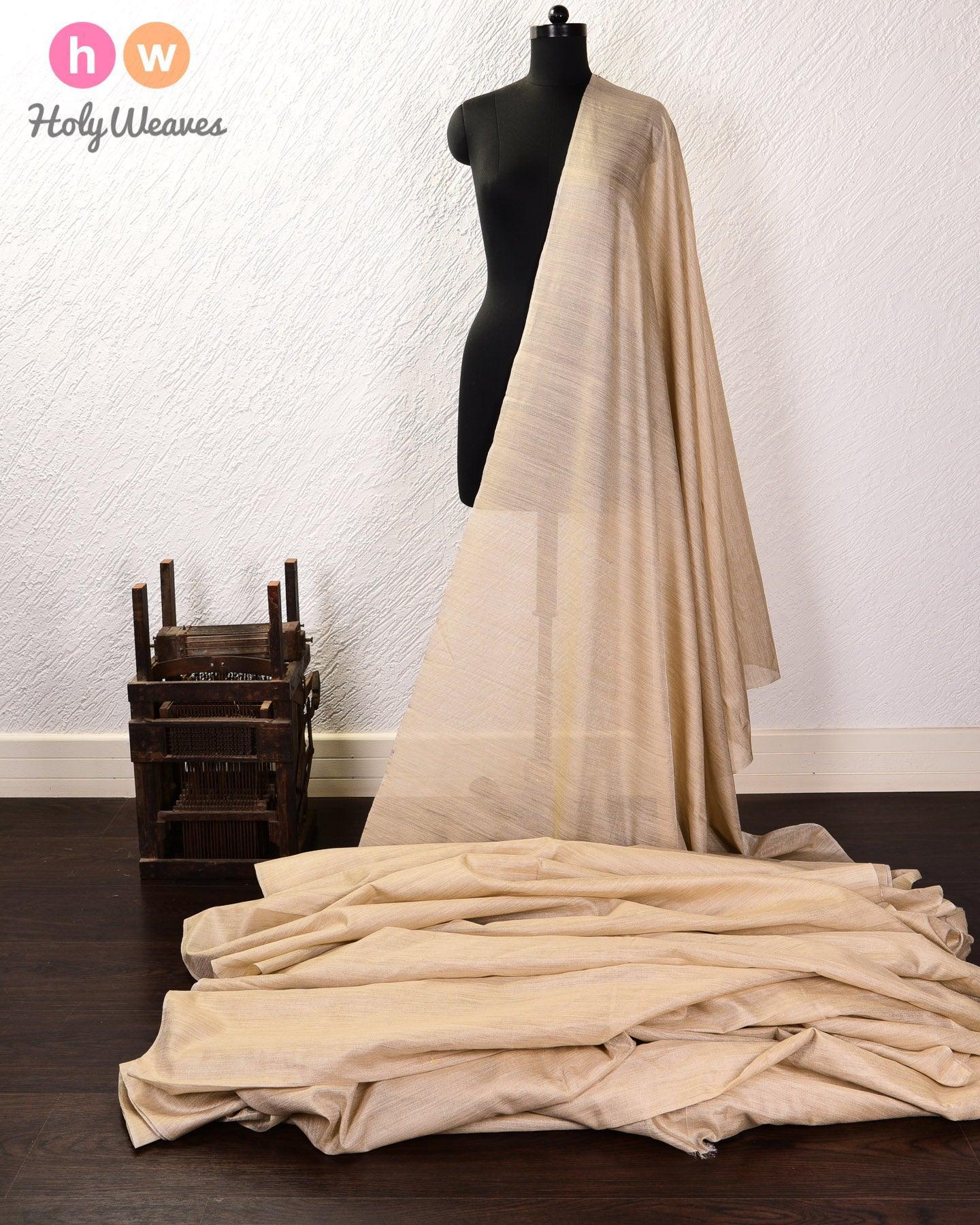 Beige Handwoven Tasar Muga Tissue Fabric - By HolyWeaves, Benares