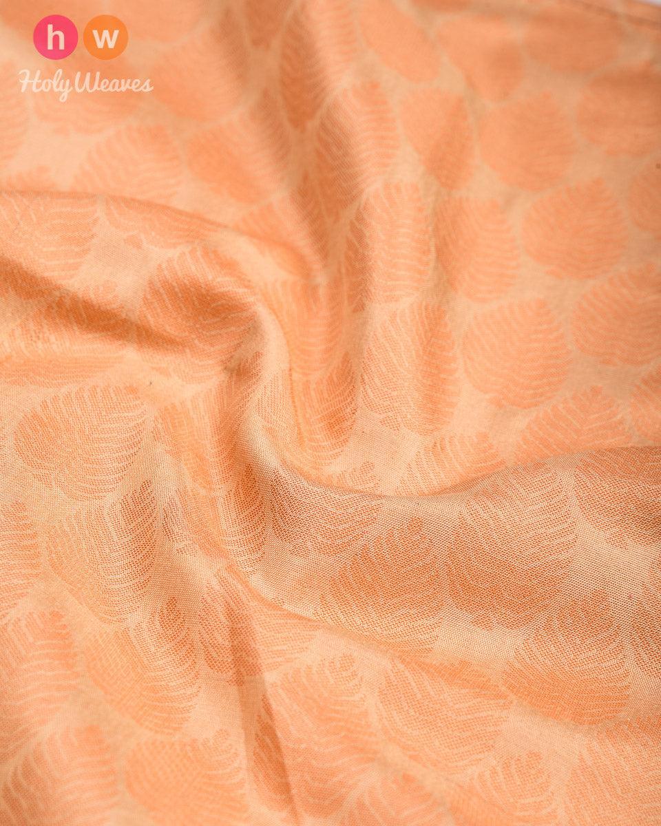 Beige Leaf Tanchoi Handwoven Pure Silk Pocket Square For Men - By HolyWeaves, Benares