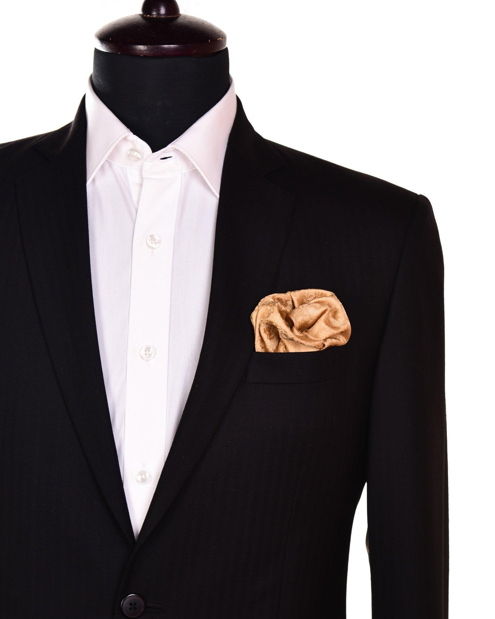 Beige Tanchoi Handwoven Pure Silk Pocket Square For Men - By HolyWeaves, Benares