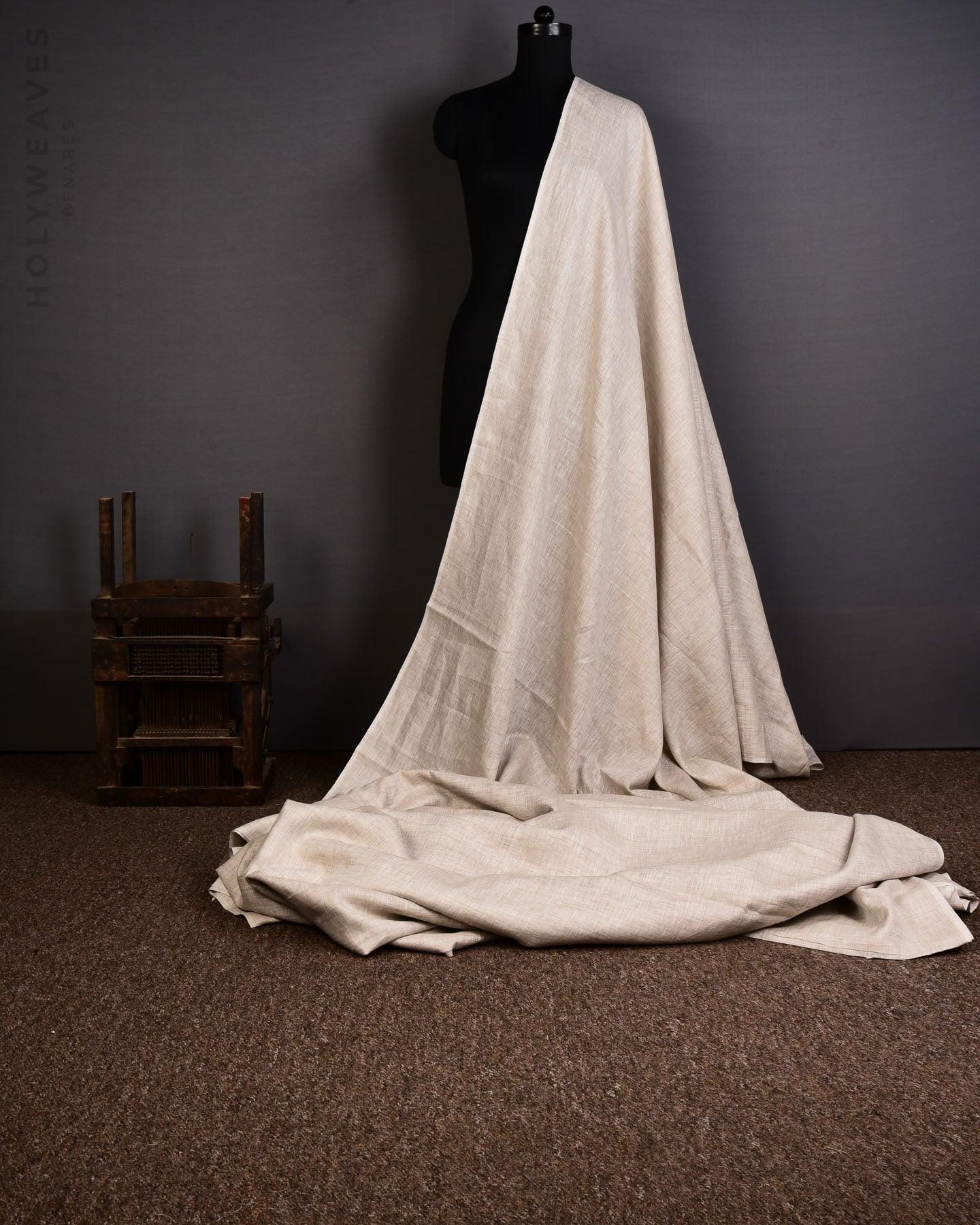 Beige Textured Plain Woven Cotton Linen Fabric - By HolyWeaves, Benares