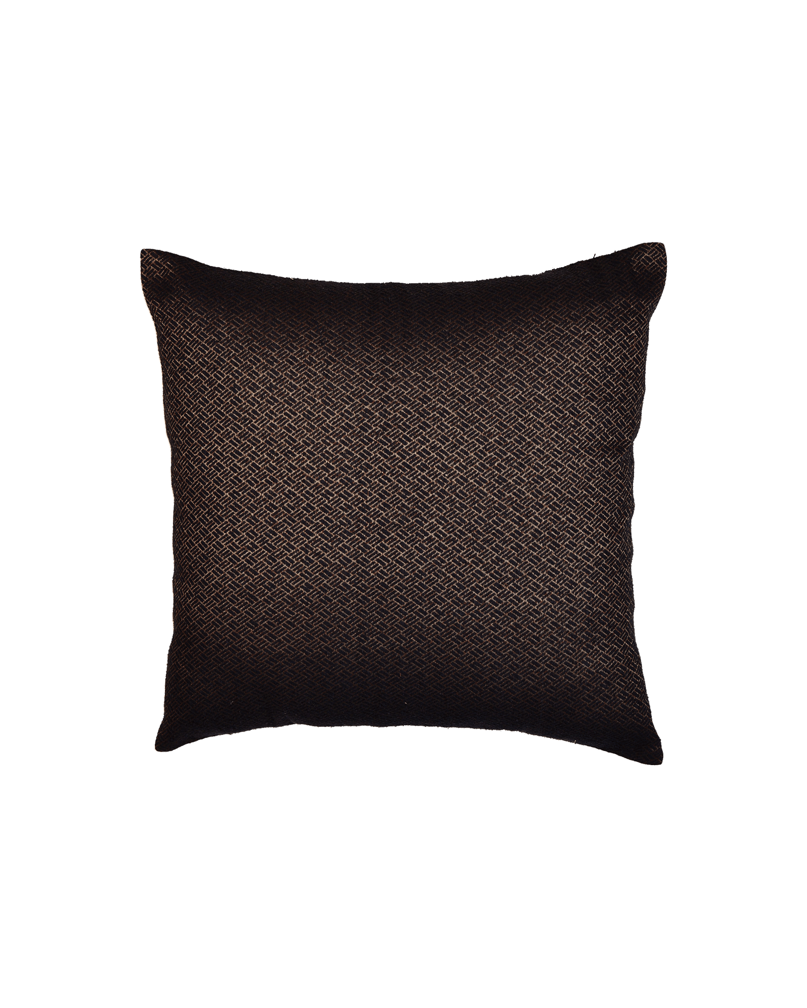 Black Antique Jacquarrd Noile Silk Cushion Cover 16" - By HolyWeaves, Benares