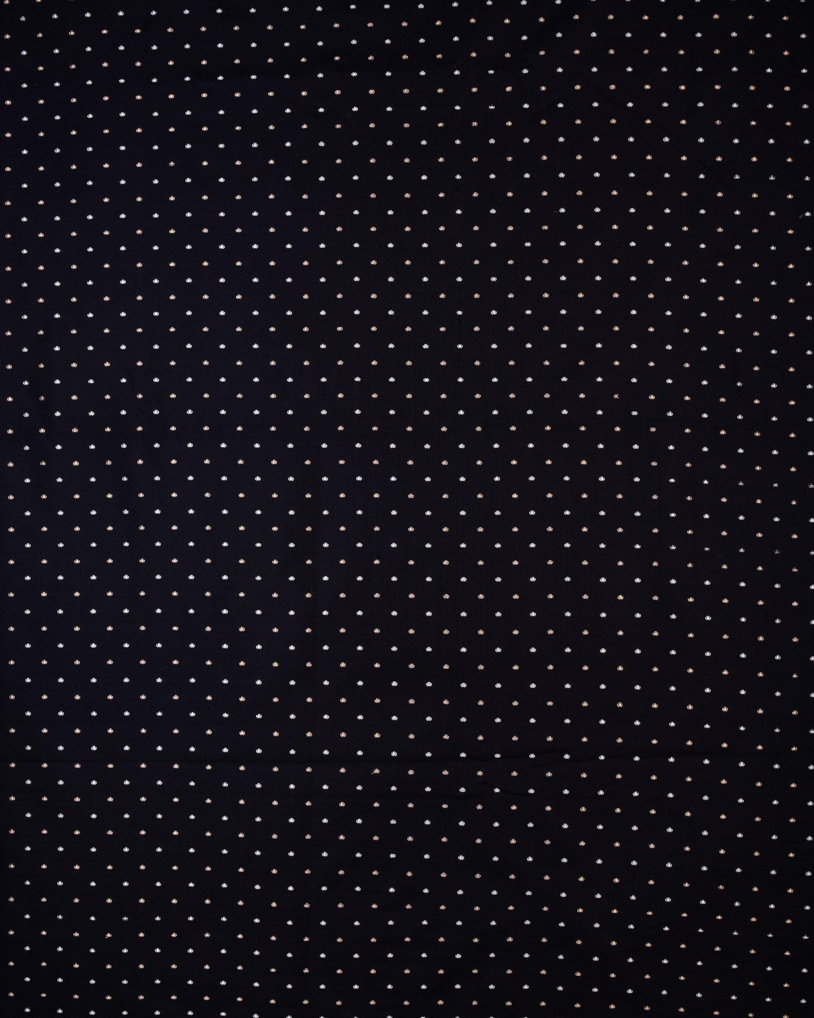 Black Banarasi Alfi Sona Rupa Tanchoi Brocade Handwoven Katan Silk Fabric - By HolyWeaves, Benares