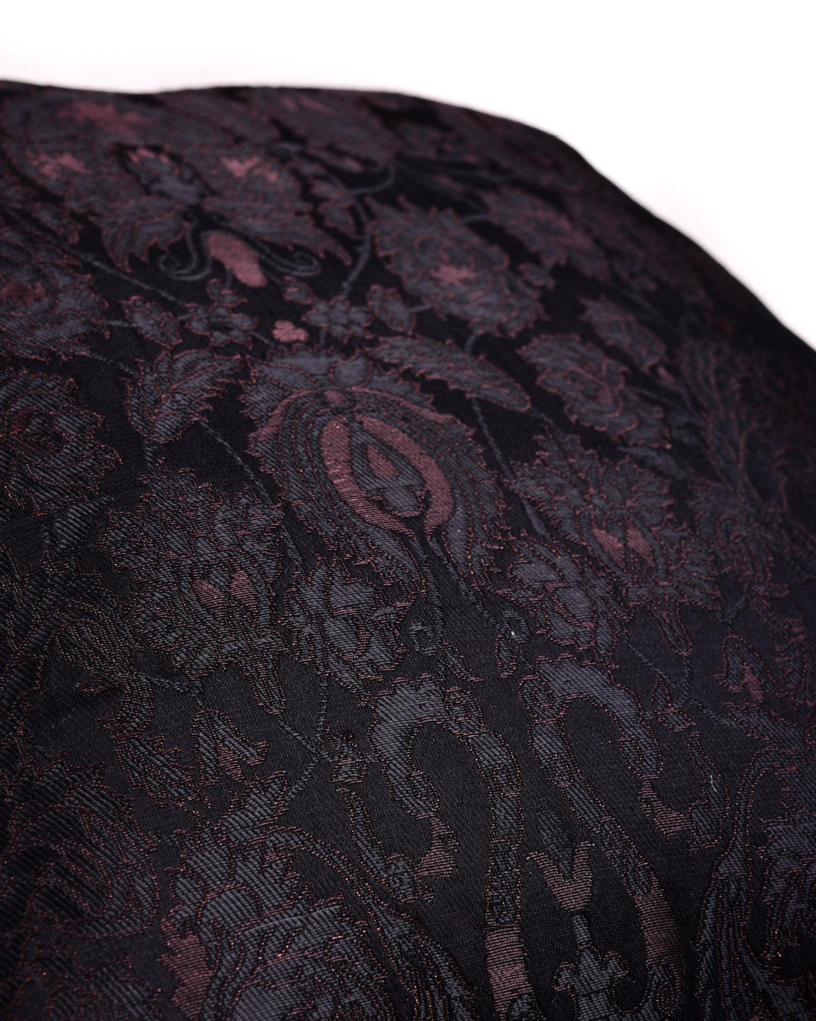 Black Banarasi Handloom Kimkhwab Poly Silk Cushion Cover 16" - By HolyWeaves, Benares