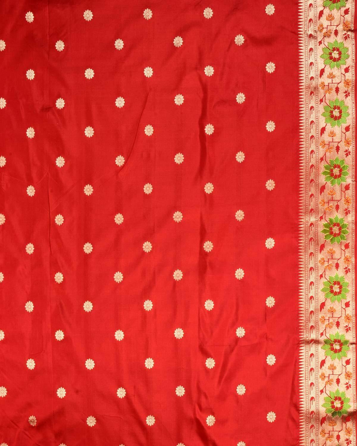 Black Banarasi Resham Buti Tanchoi Brocade Handwoven Katan Silk Saree - By HolyWeaves, Benares