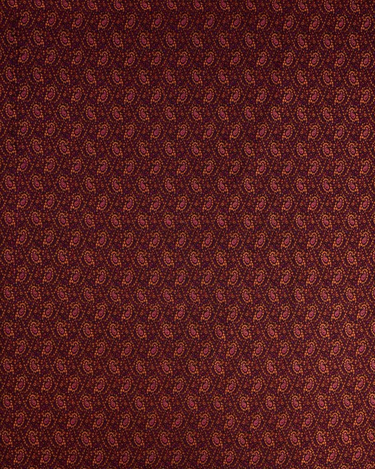 Black Banarasi Tehra Jamawar Handwoven Silk-wool Fabric - By HolyWeaves, Benares