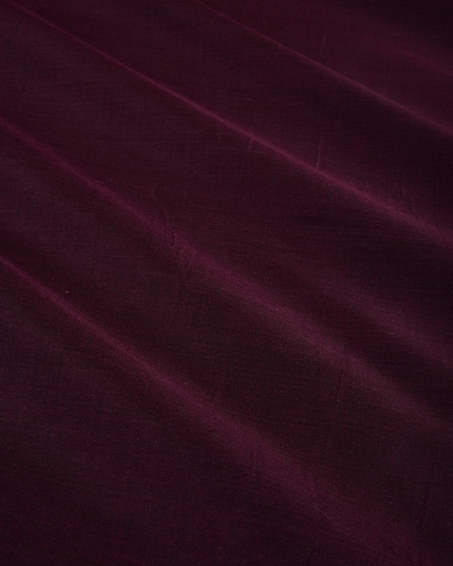 Black Coffee Brown Banarasi Plain Woven Spun Silk Fabric - By HolyWeaves, Benares