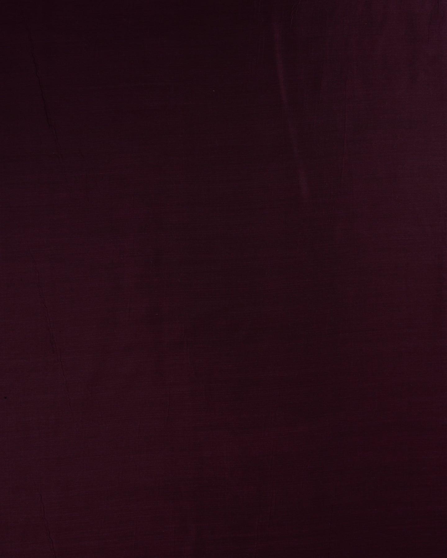 Black Coffee Brown Banarasi Plain Woven Spun Silk Fabric - By HolyWeaves, Benares