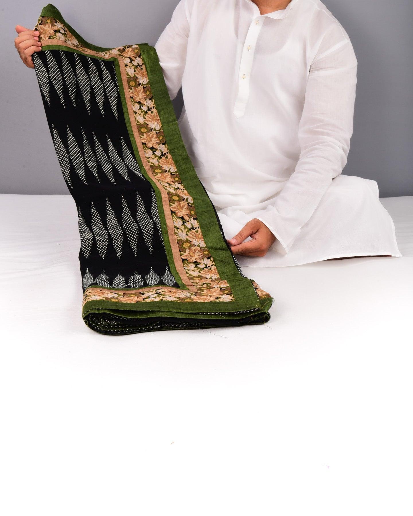 Black Hand-embroidered Georgette Saree - By HolyWeaves, Benares