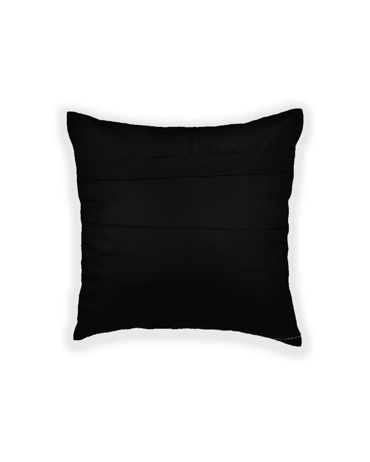 Black Kimkhwab Brocade Handwoven Viscose Silk Cushion Cover with Satin Back 16" - By HolyWeaves, Benares