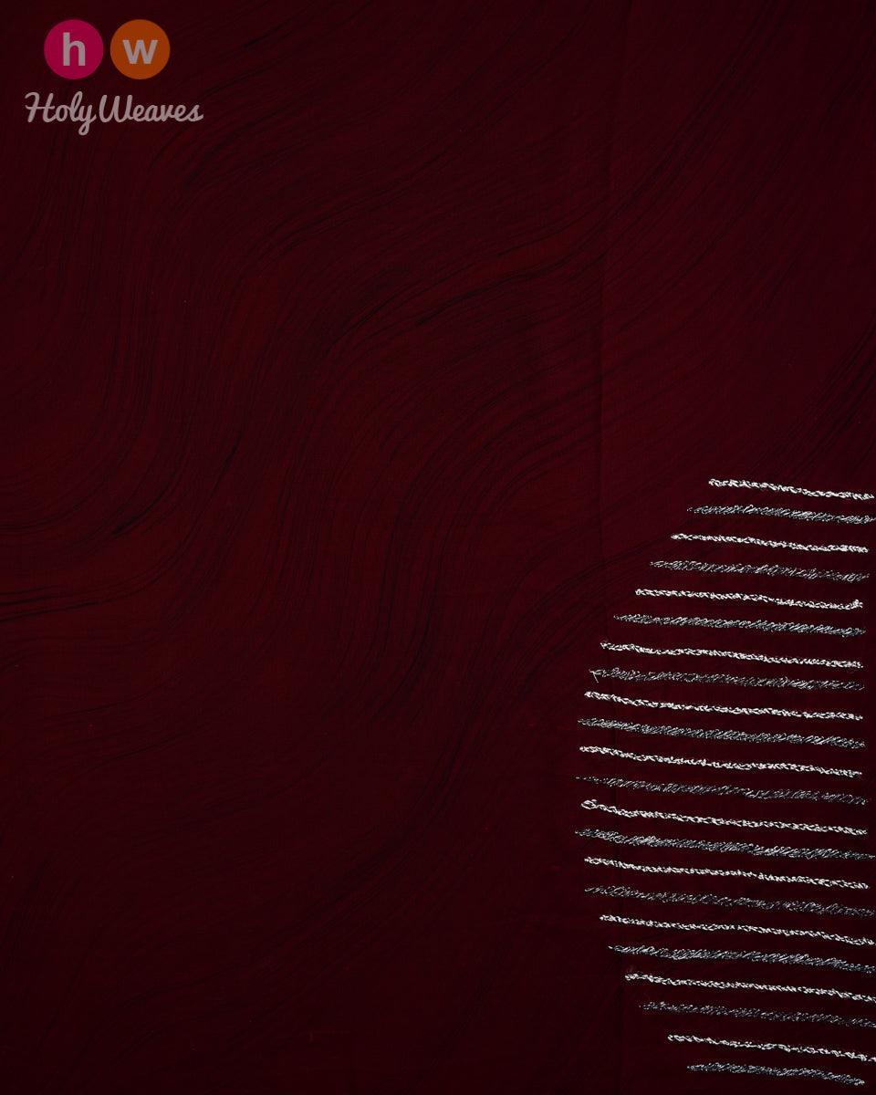 Black Printed Hand-embroidered Georgette Saree - By HolyWeaves, Benares