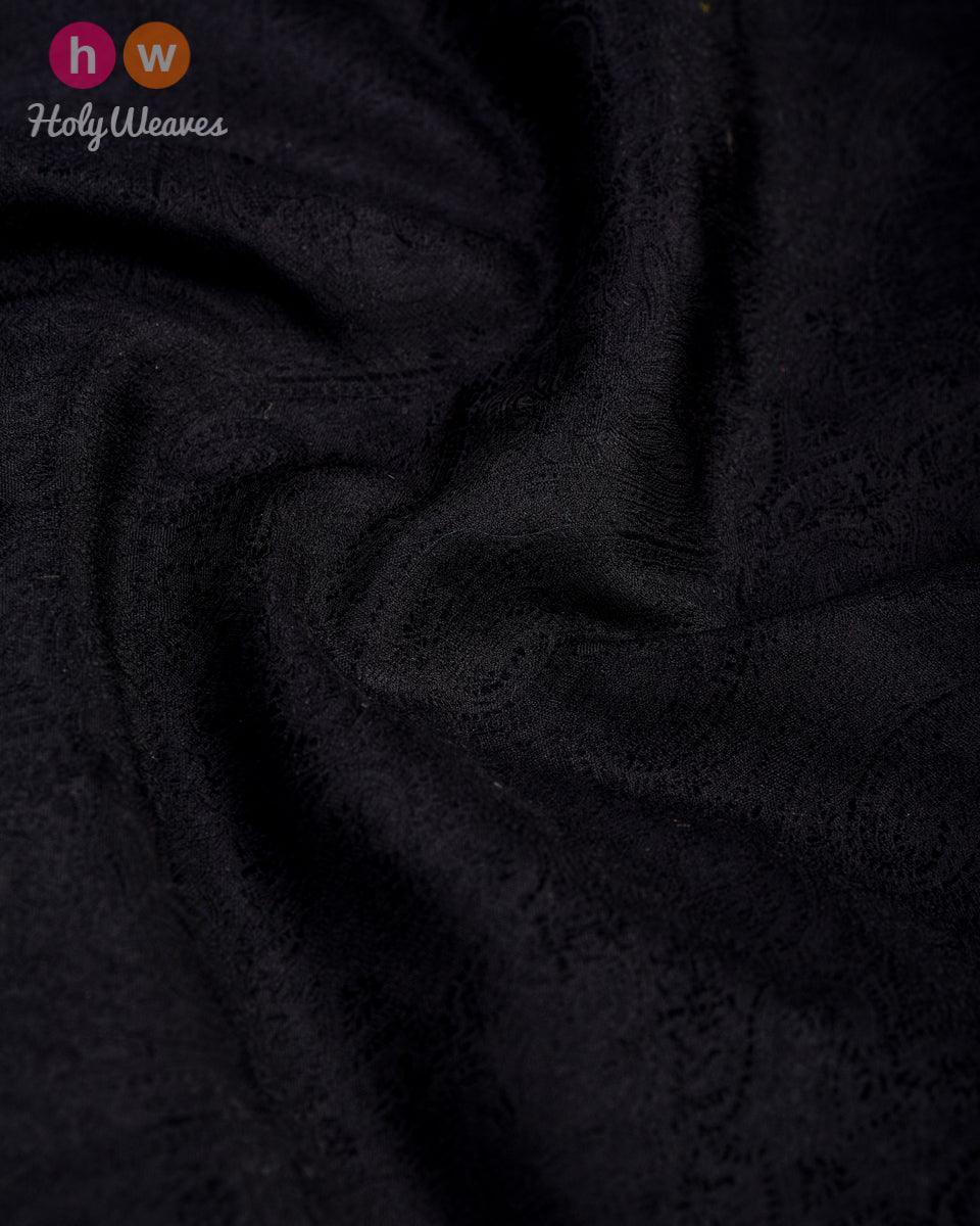 Black Tanchoi Handwoven Pure Silk Pocket Square For Men - By HolyWeaves, Benares