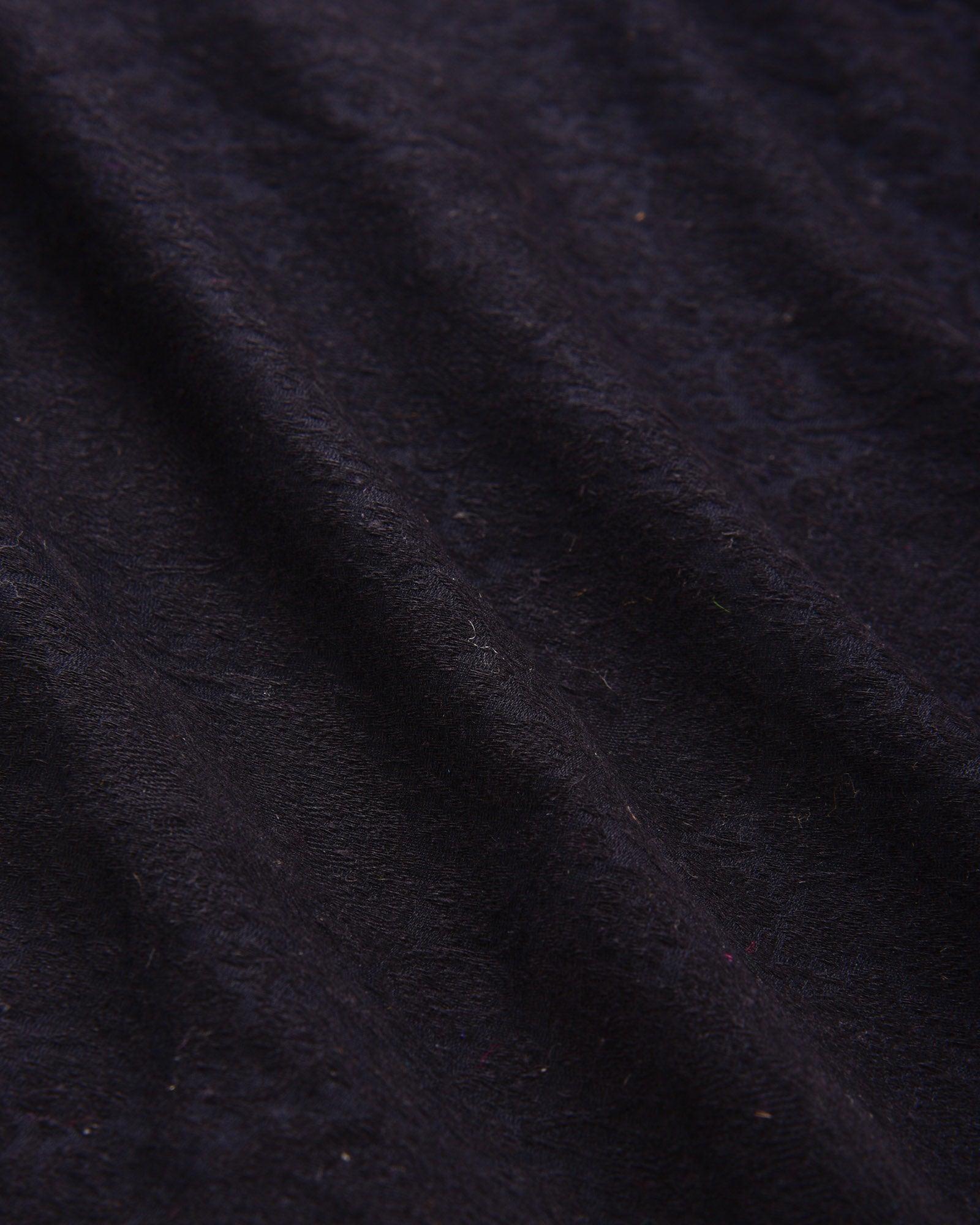 Black Tanchoi Handwoven Pure Silk-Wool Pocket Square For Men - By HolyWeaves, Benares