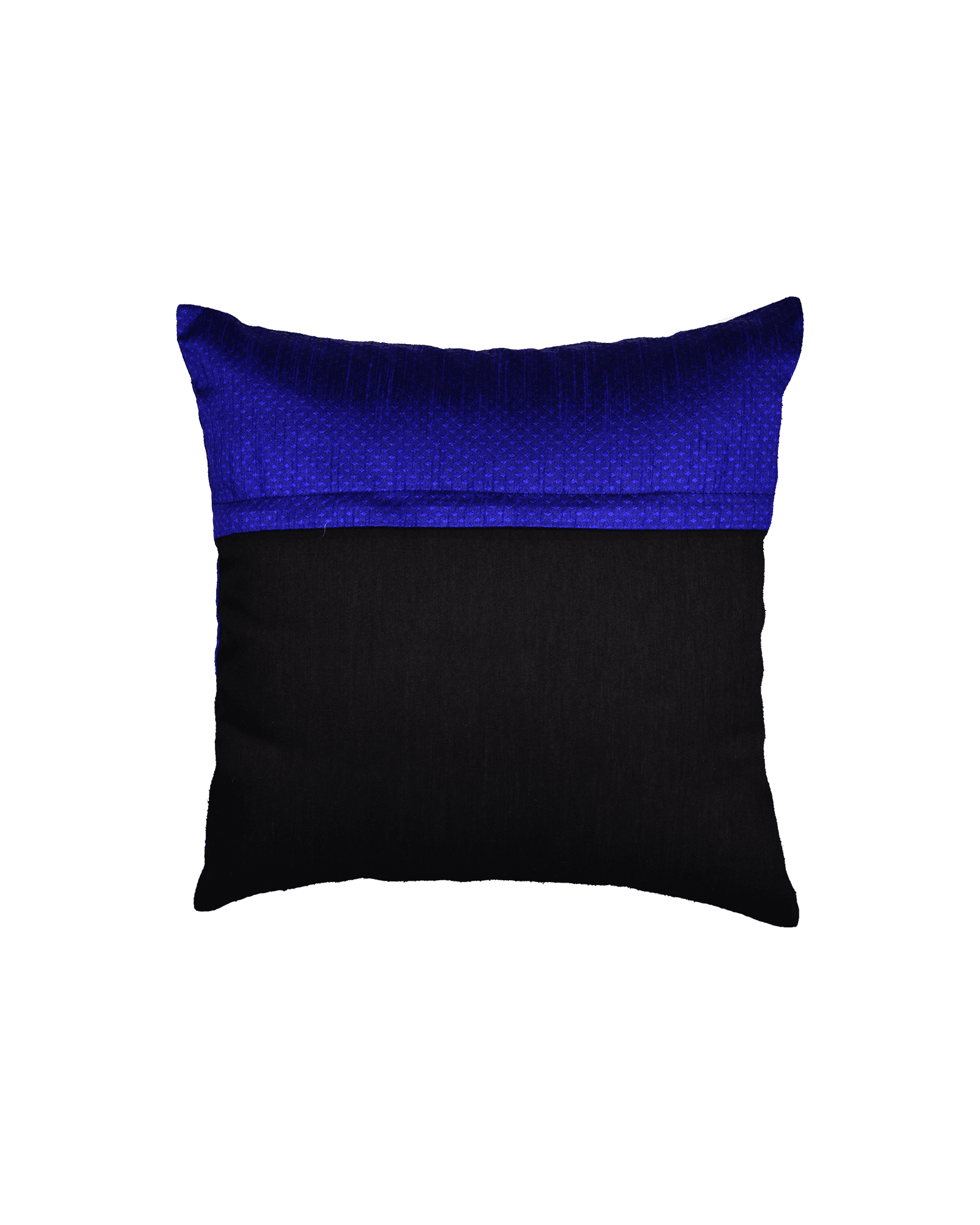 Blue Banarasi Jacquard Poly Dupion Cushion Cover 16" - By HolyWeaves, Benares