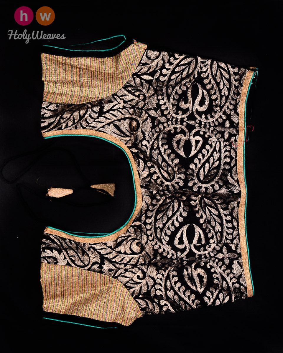 Blue Hand-embroidered Georgette Saree - By HolyWeaves, Benares