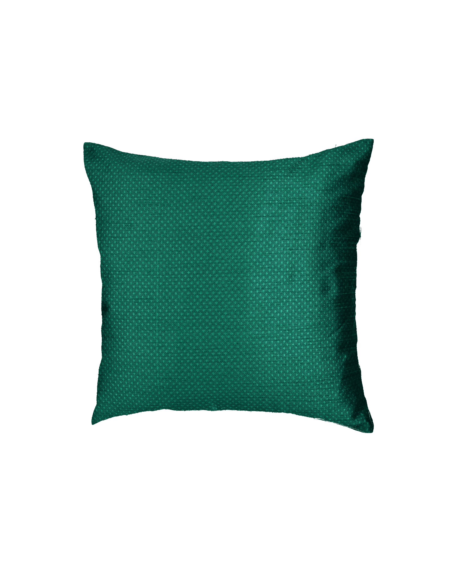 Bottle Green Banarasi Jacquard Poly Dupion Cushion Cover 16" - By HolyWeaves, Benares