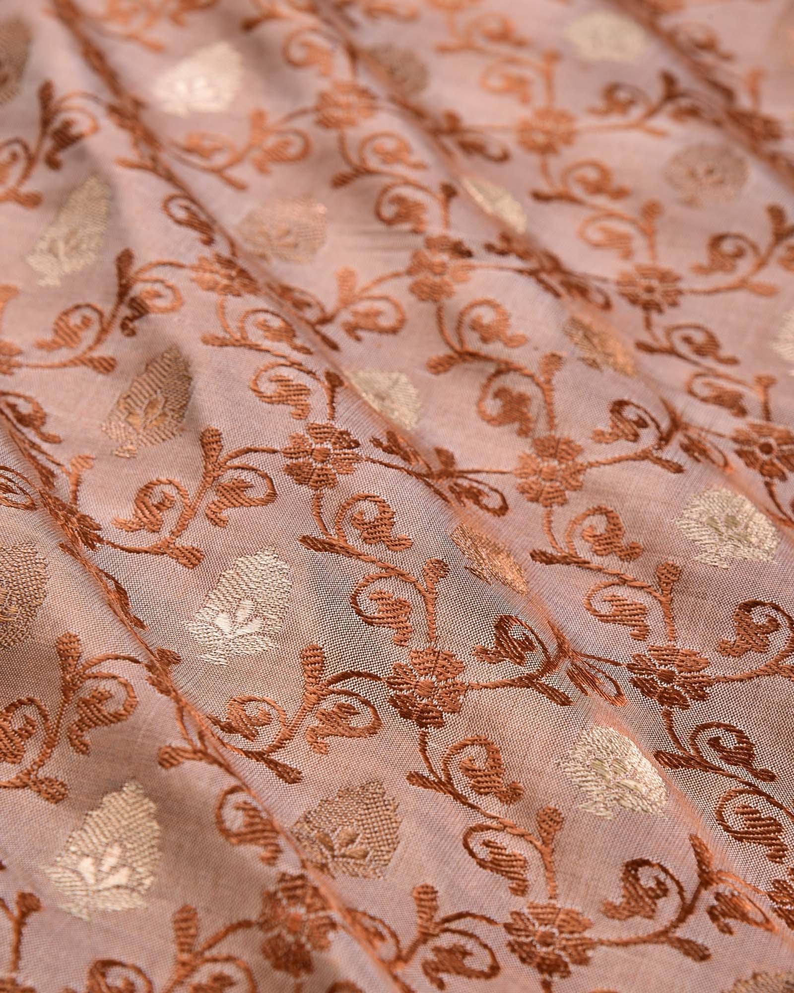 Brown Tanchoi Brocade with Gold & Copper Zari Accents Handwoven Pure Silk Pocket Square For Men - By HolyWeaves, Benares