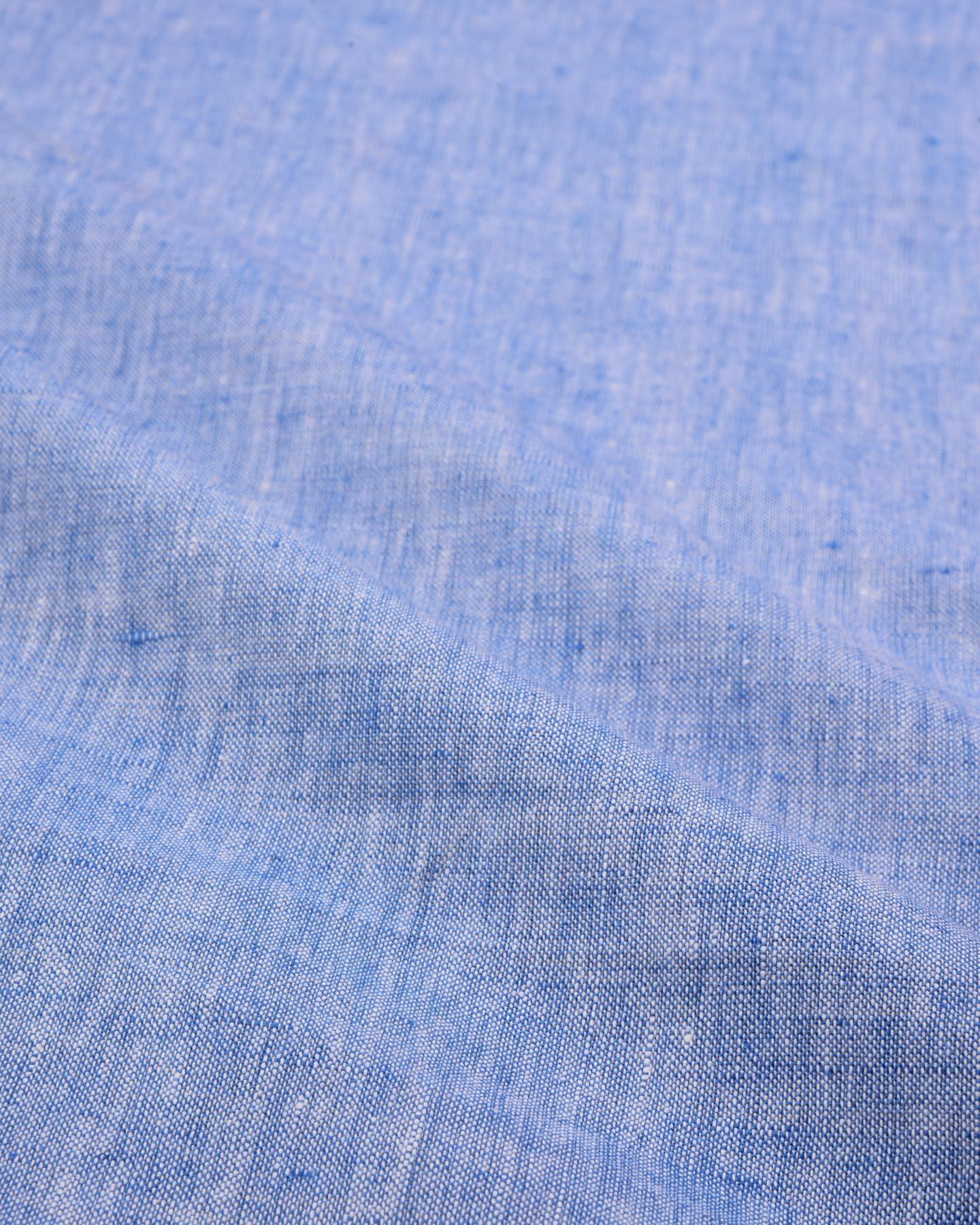 Carolina Blue Textured Plain Woven Cotton Linen Fabric - By HolyWeaves, Benares