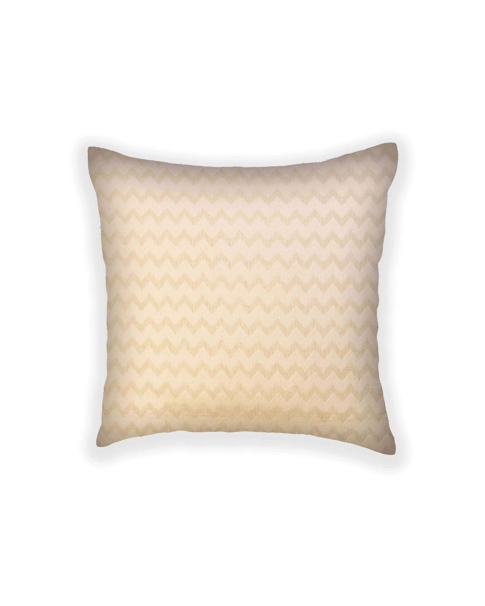 Cream Banarasi Cutwork Brocade Cotton Silk Cushion Cover 16" - By HolyWeaves, Benares