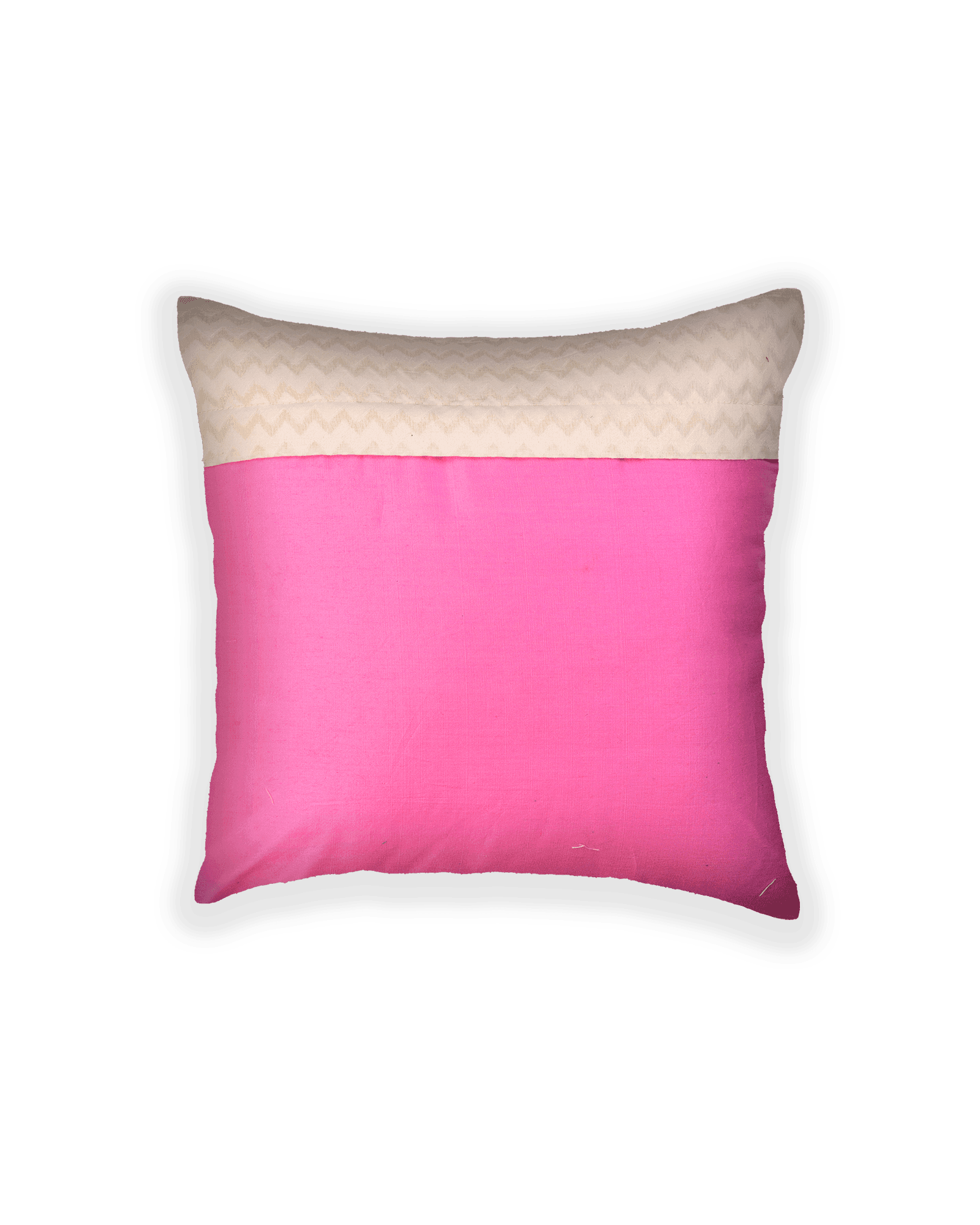 Cream Banarasi Cutwork Brocade Cotton Silk Cushion Cover 16" - By HolyWeaves, Benares