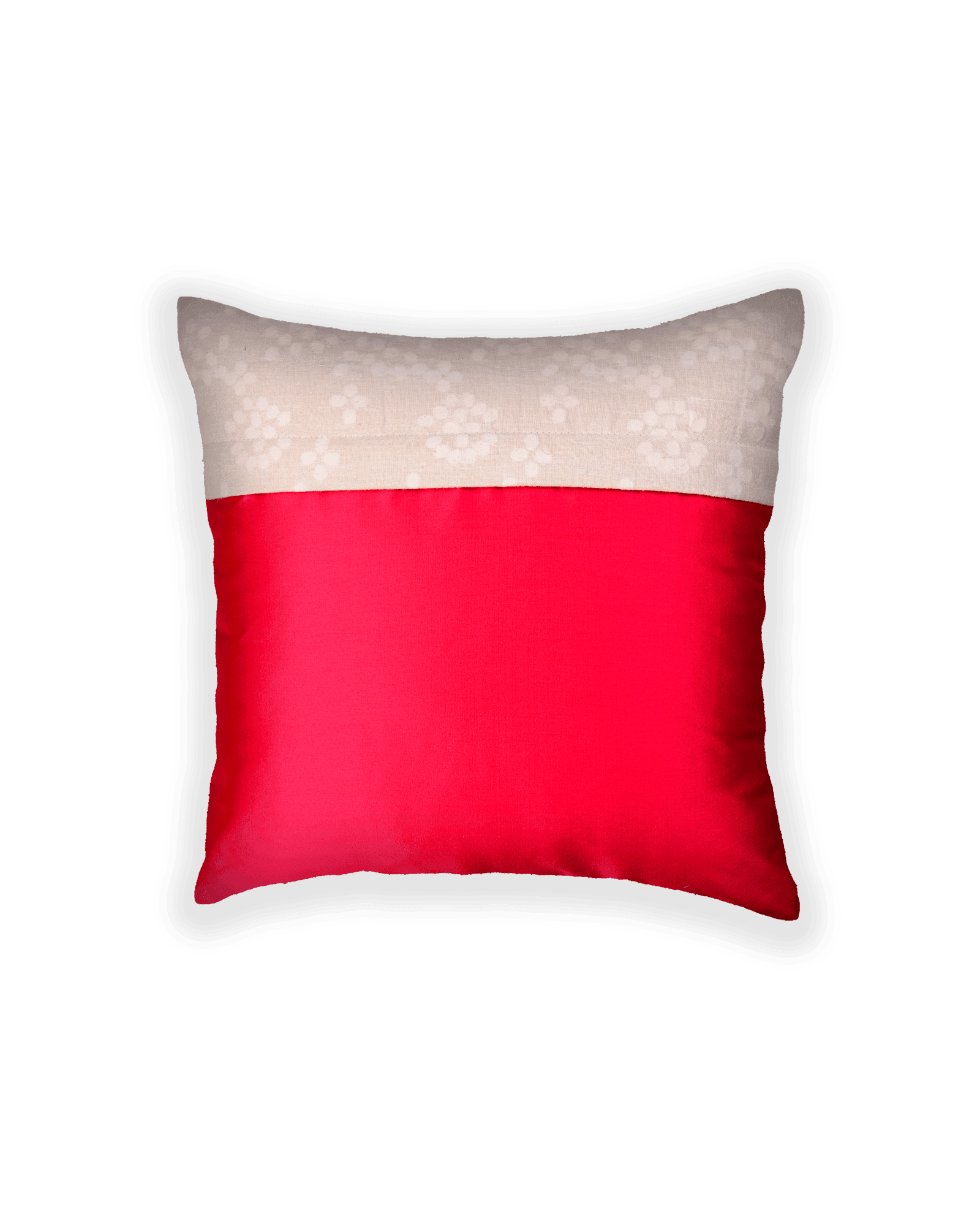 Cream Banarasi Cutwork Brocade Cotton Silk Cushion Cover 16" - By HolyWeaves, Benares