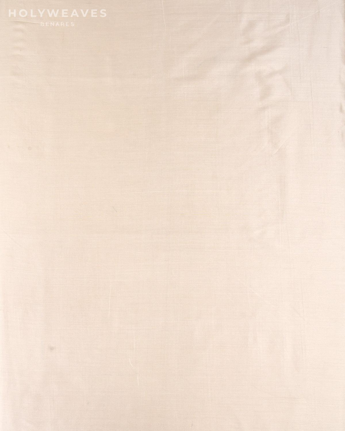 Cream Banarasi Plain Woven Spun Silk Fabric - By HolyWeaves, Benares