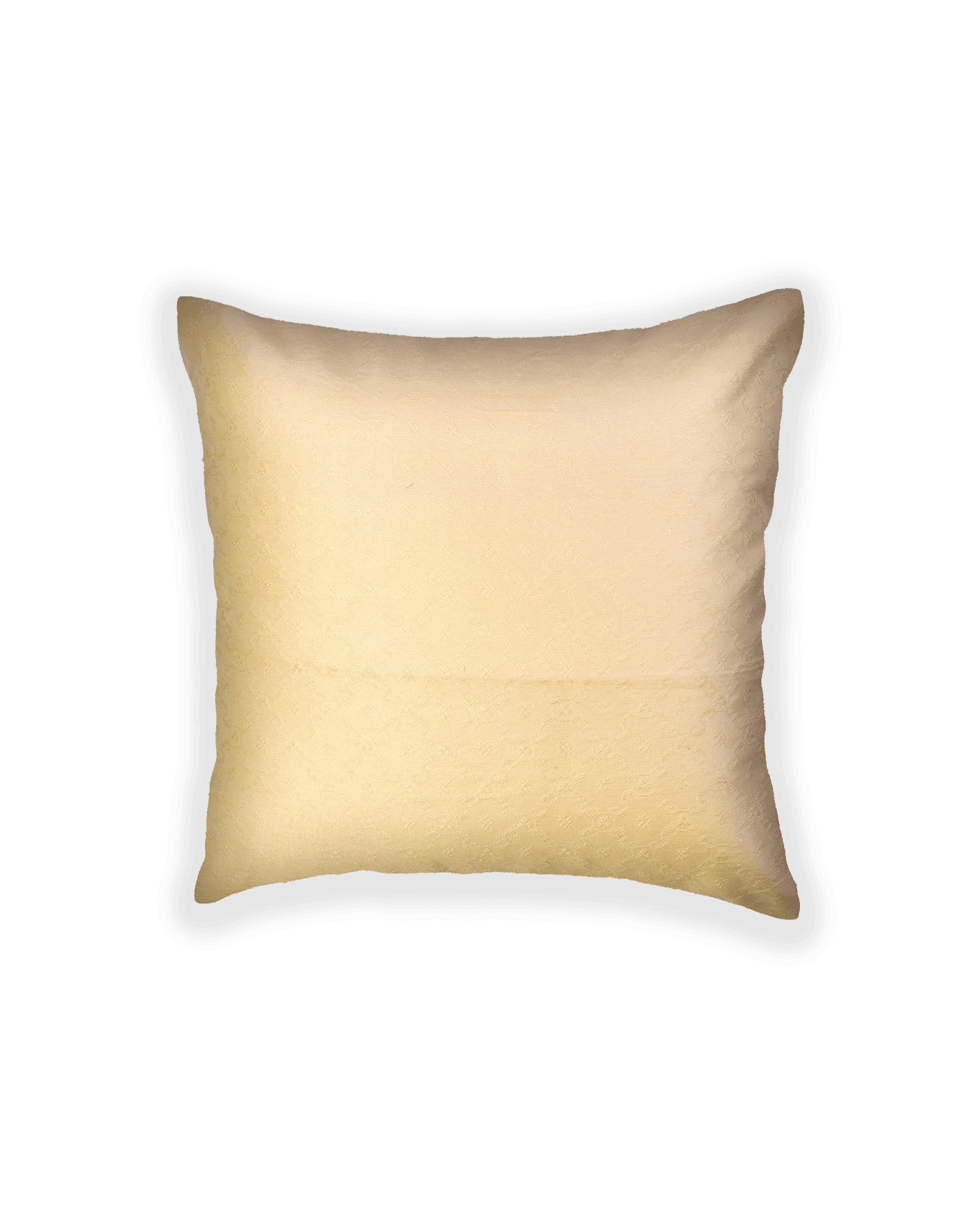 Cream Banarasi Tanchoi Poly Cotton Cushion Cover 16" - By HolyWeaves, Benares