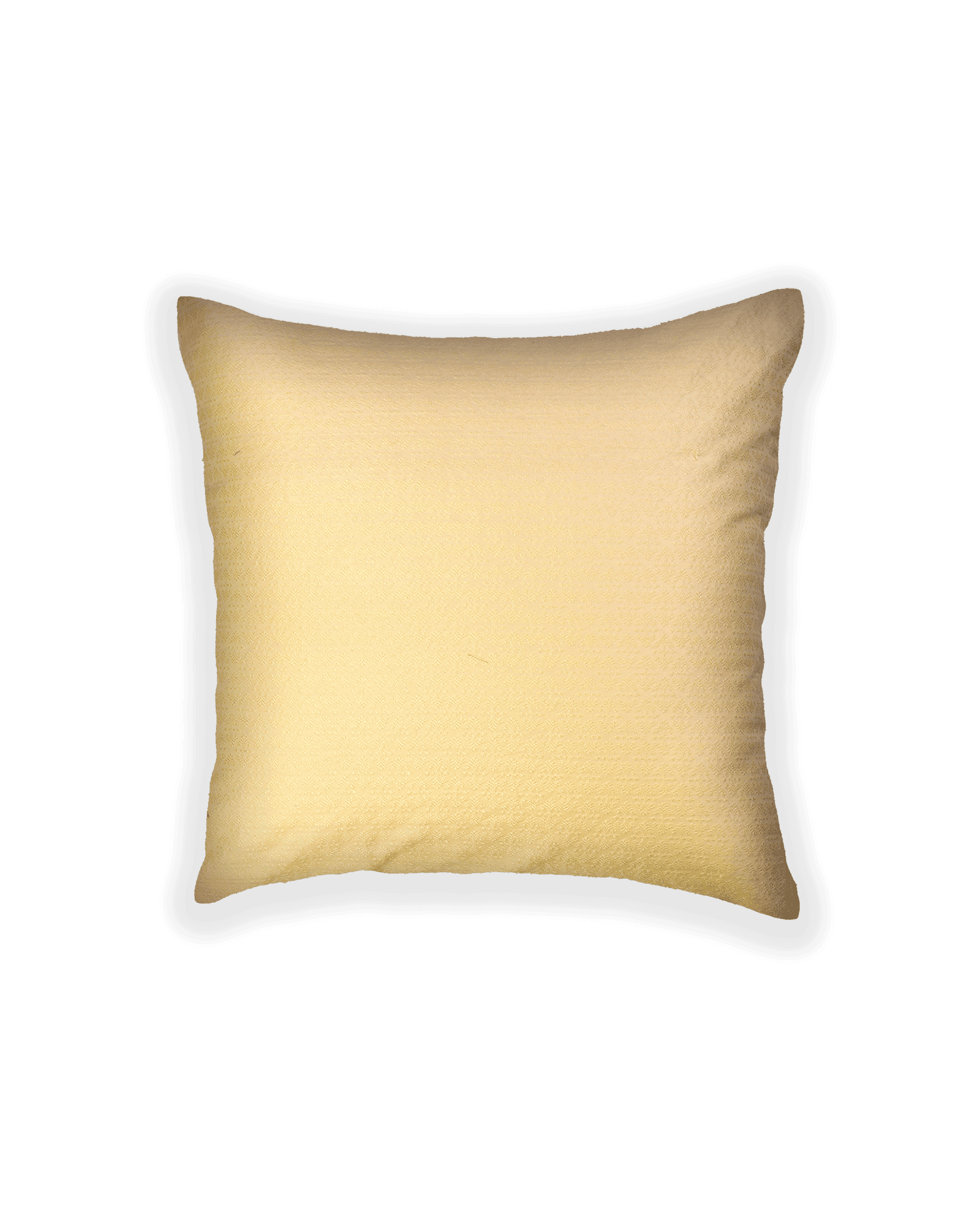 Cream Banarasi Tanchoi Poly Cotton Cushion Cover 16" - By HolyWeaves, Benares