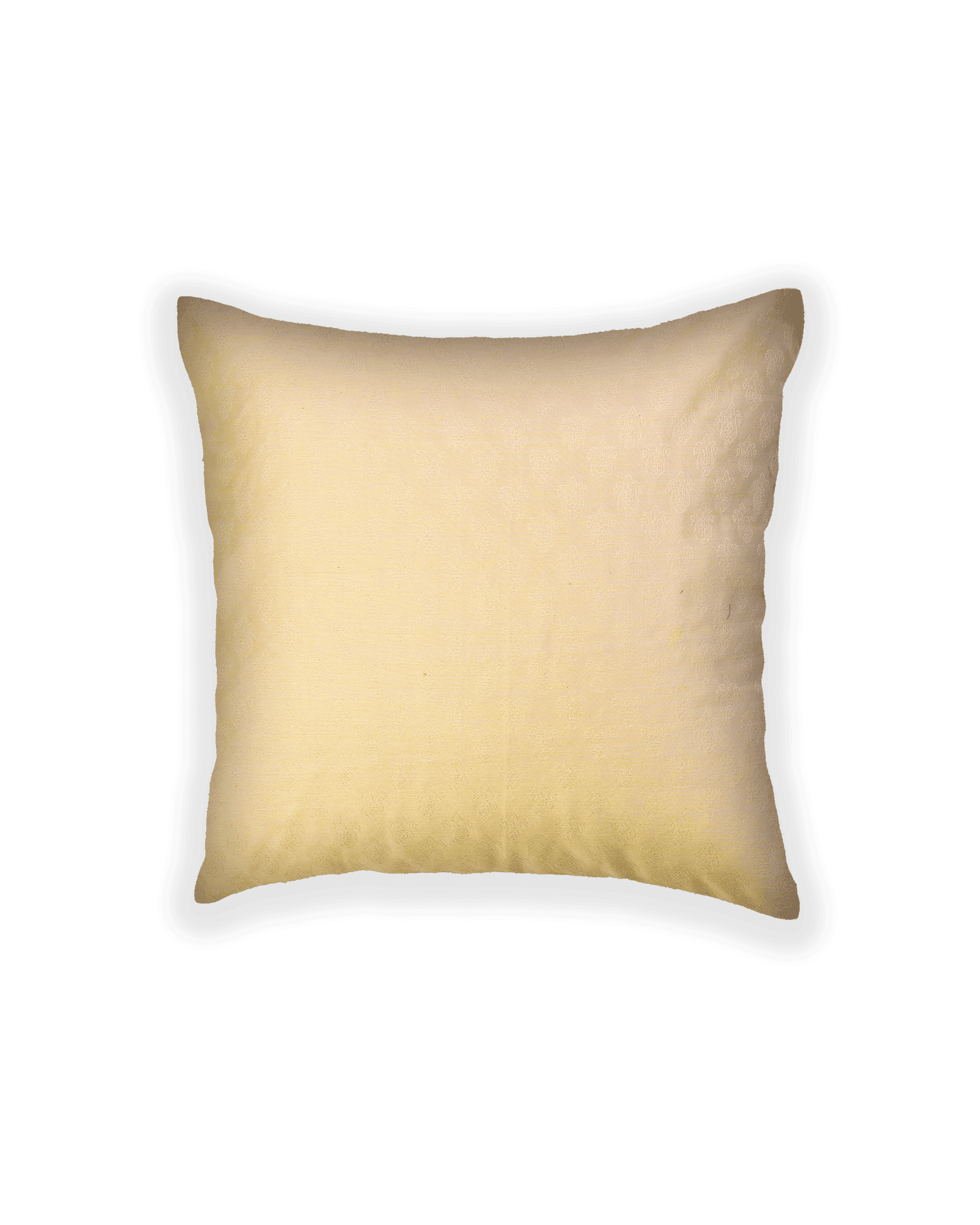 Cream Banarasi Tanchoi Poly Cotton Cushion Cover 16" - By HolyWeaves, Benares