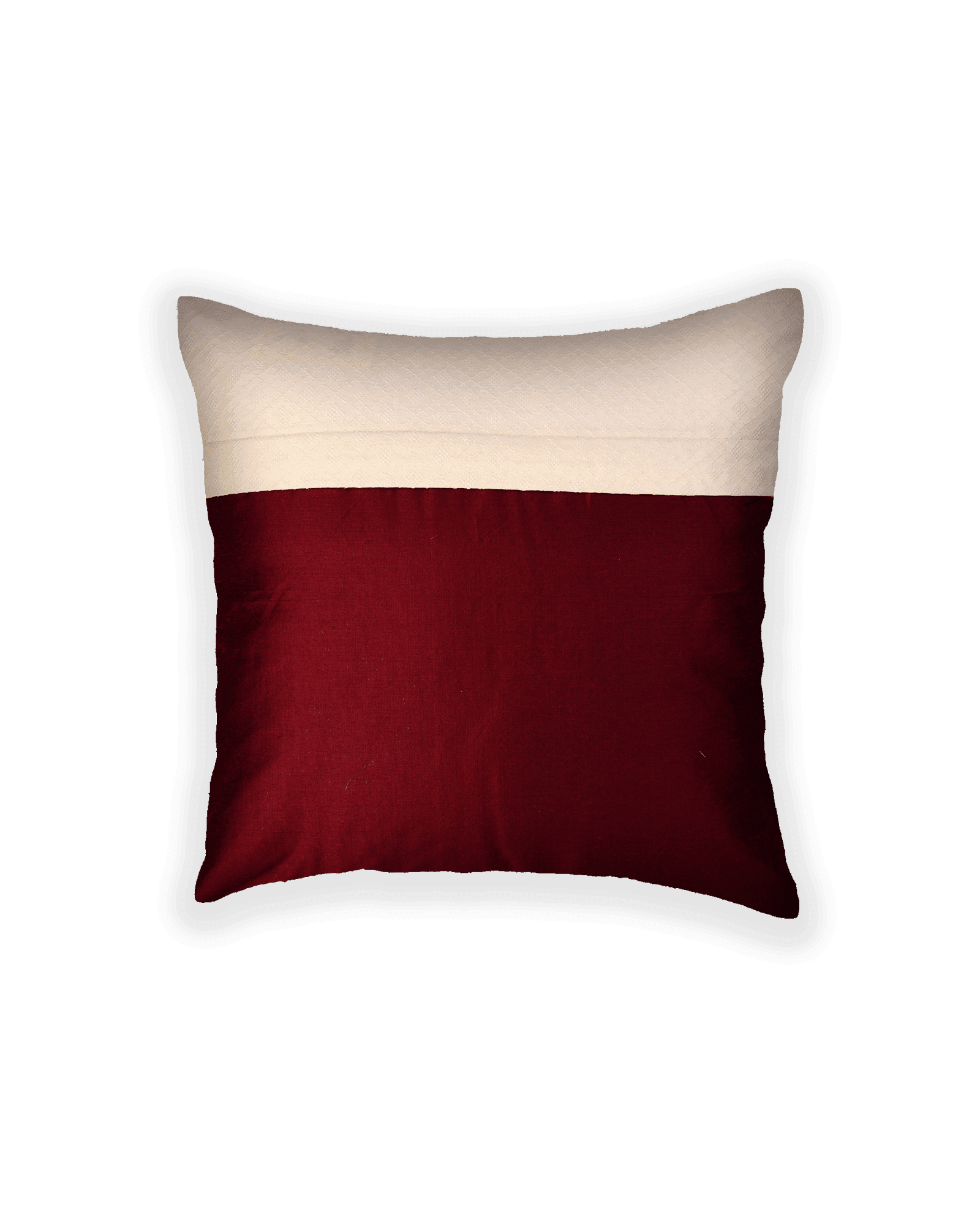 Cream Banarasi Tanchoi Poly Cotton Cushion Cover 16" - By HolyWeaves, Benares