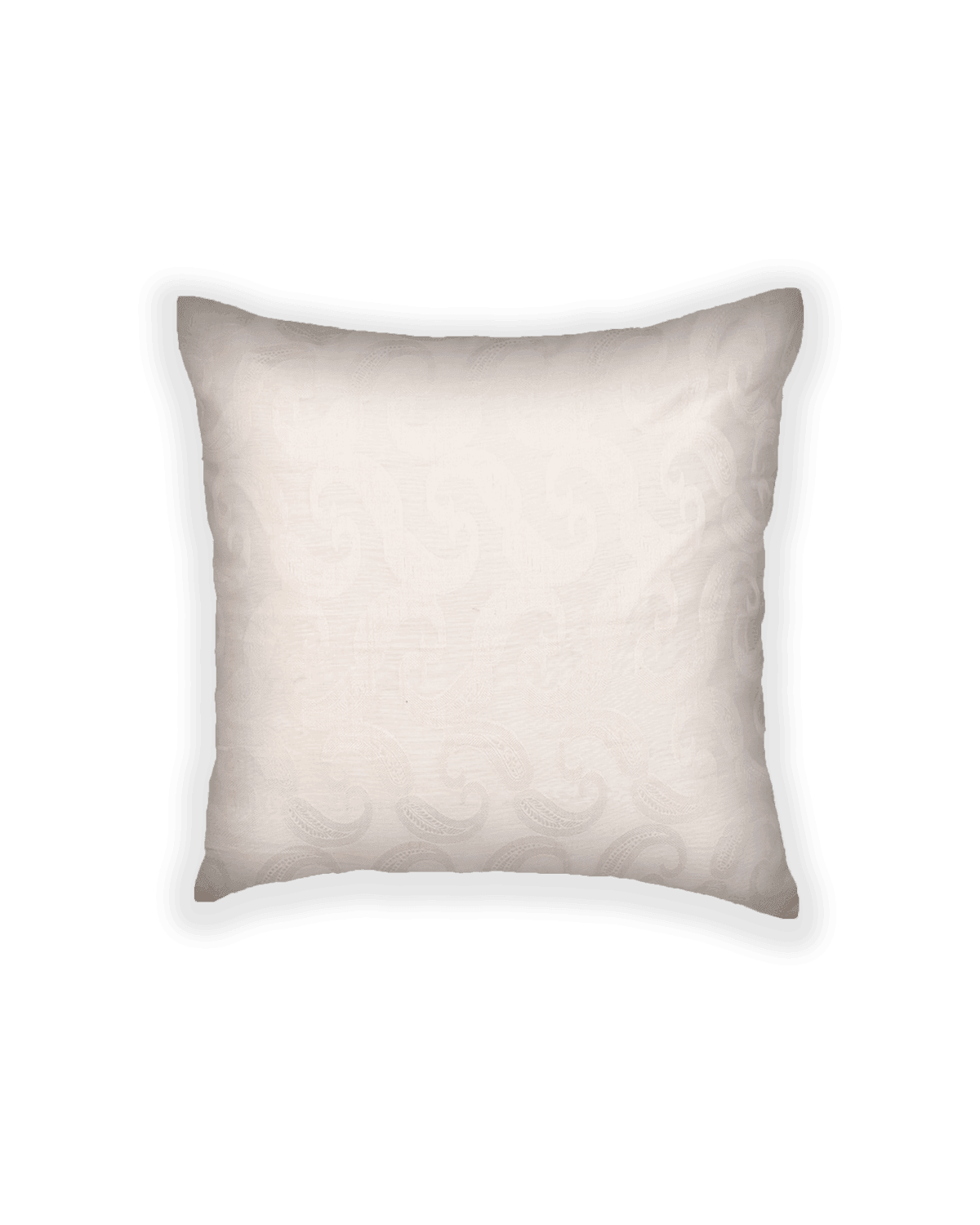 Cream Cutwork Woven Cotton Cushion Cover 16" - By HolyWeaves, Benares