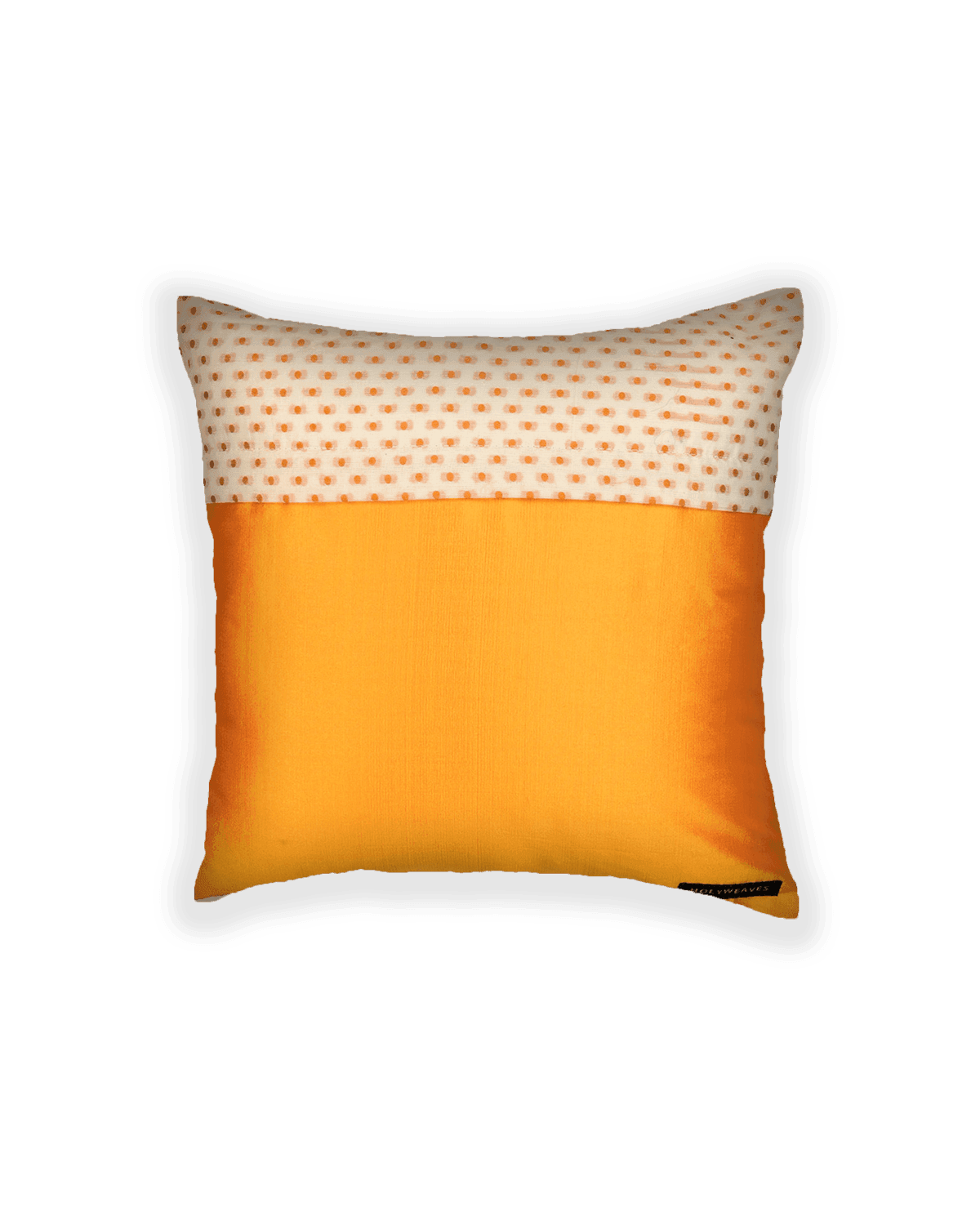 Cream Cutwork Woven Cotton Cushion Cover 16" - By HolyWeaves, Benares