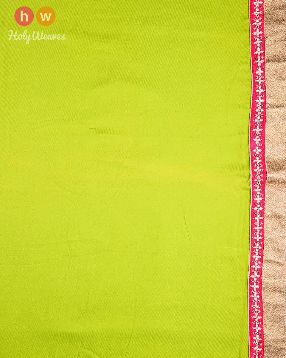 Cream Hand-embroidered Georgette Saree - By HolyWeaves, Benares