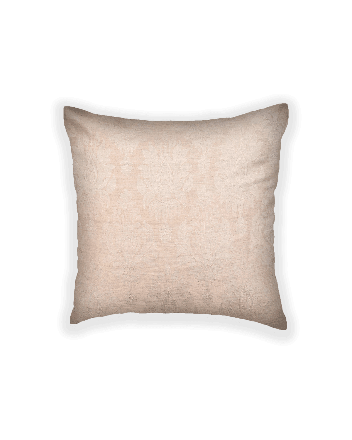Cream Tanchoi Woven Linen Silk Cushion Cover with Satin Back 16" - By HolyWeaves, Benares