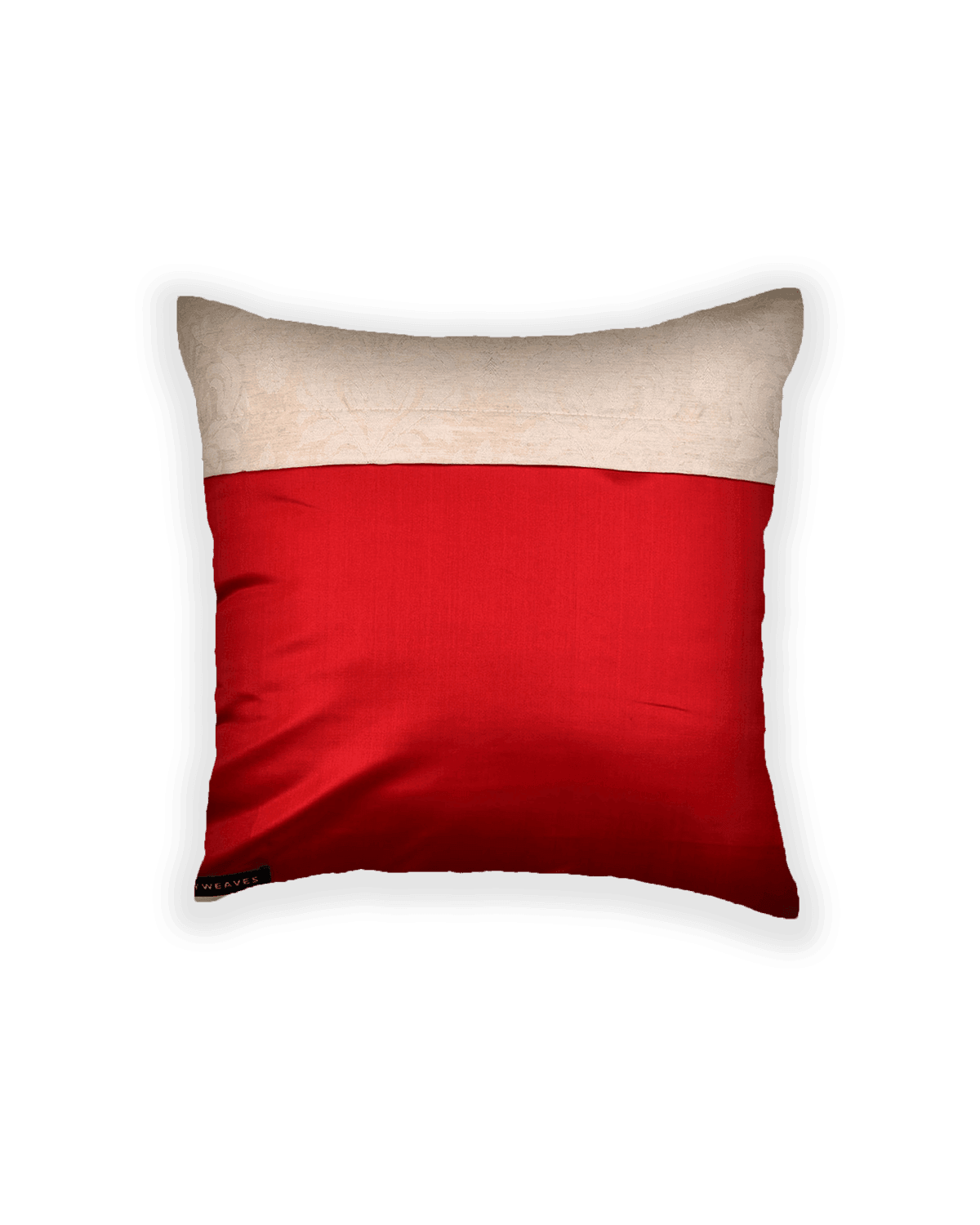 Cream Tanchoi Woven Linen Silk Cushion Cover with Satin Back 16" - By HolyWeaves, Benares