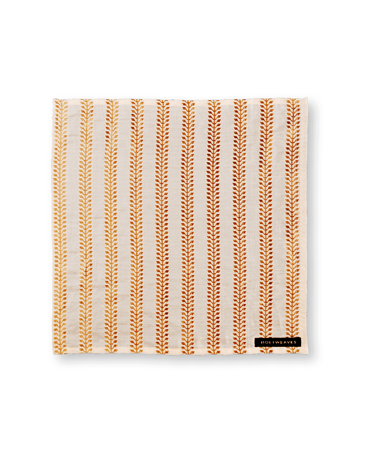 Cream Zari Brocade Handwoven Pure Silk Pocket Square For Men - By HolyWeaves, Benares