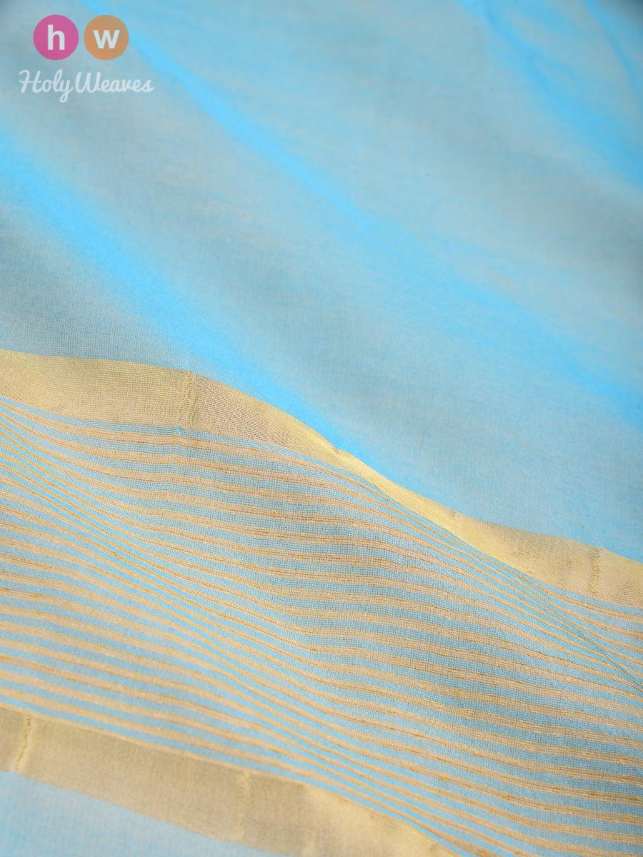 Cyan Blue Woven Poly Cotton Silk Dupatta - By HolyWeaves, Benares