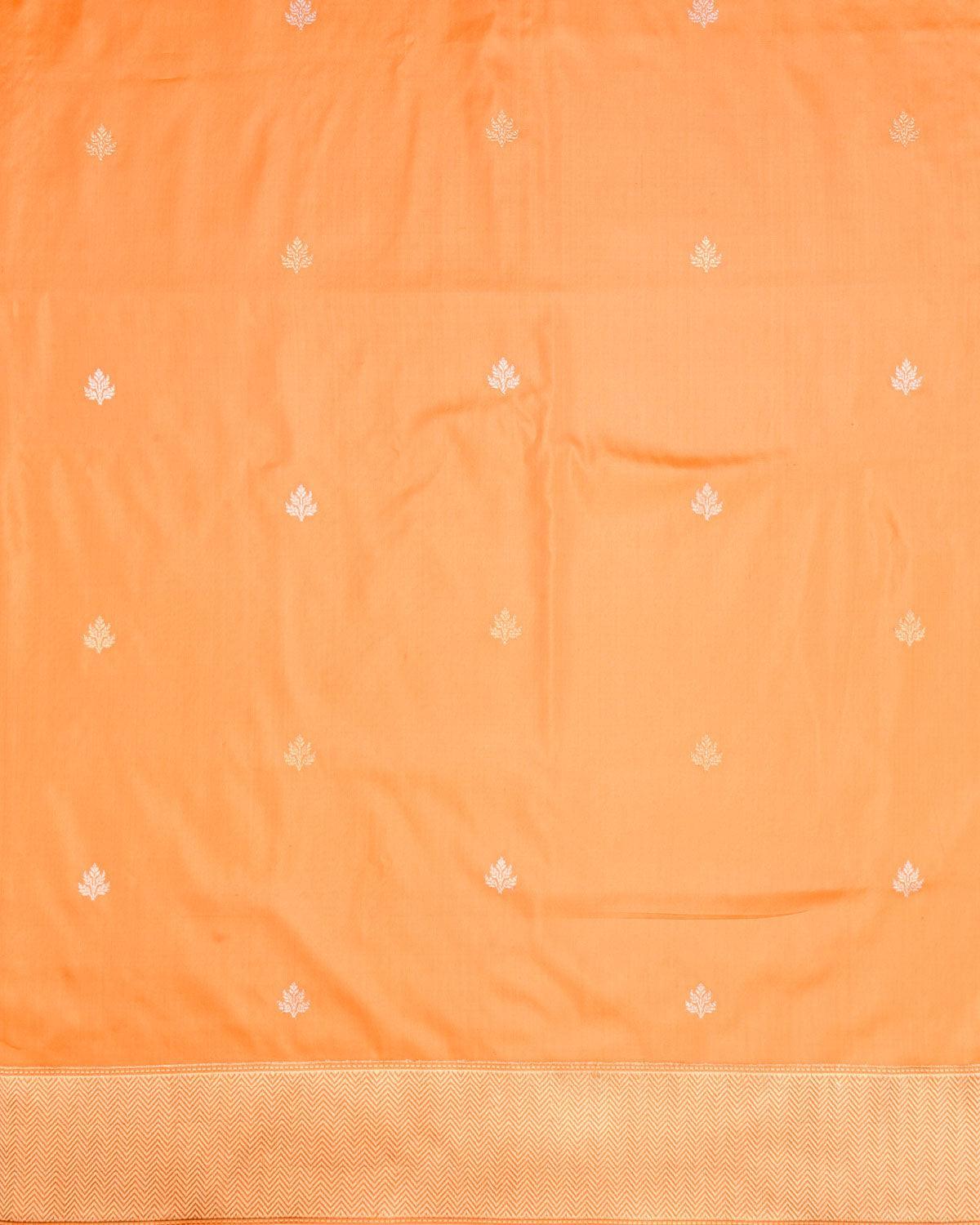 Fanta-stic Orange Banarasi Gold & Silver Zari Buti Lightweight Kadhuan Brocade Handwoven Katan Silk Saree - By HolyWeaves, Benares