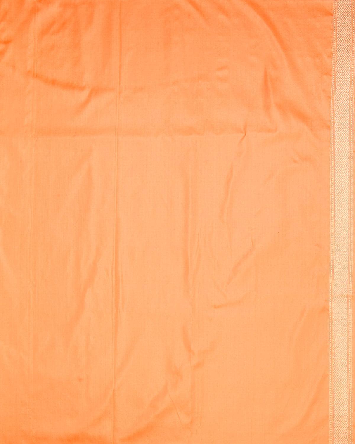 Fanta-stic Orange Banarasi Gold & Silver Zari Buti Lightweight Kadhuan Brocade Handwoven Katan Silk Saree - By HolyWeaves, Benares