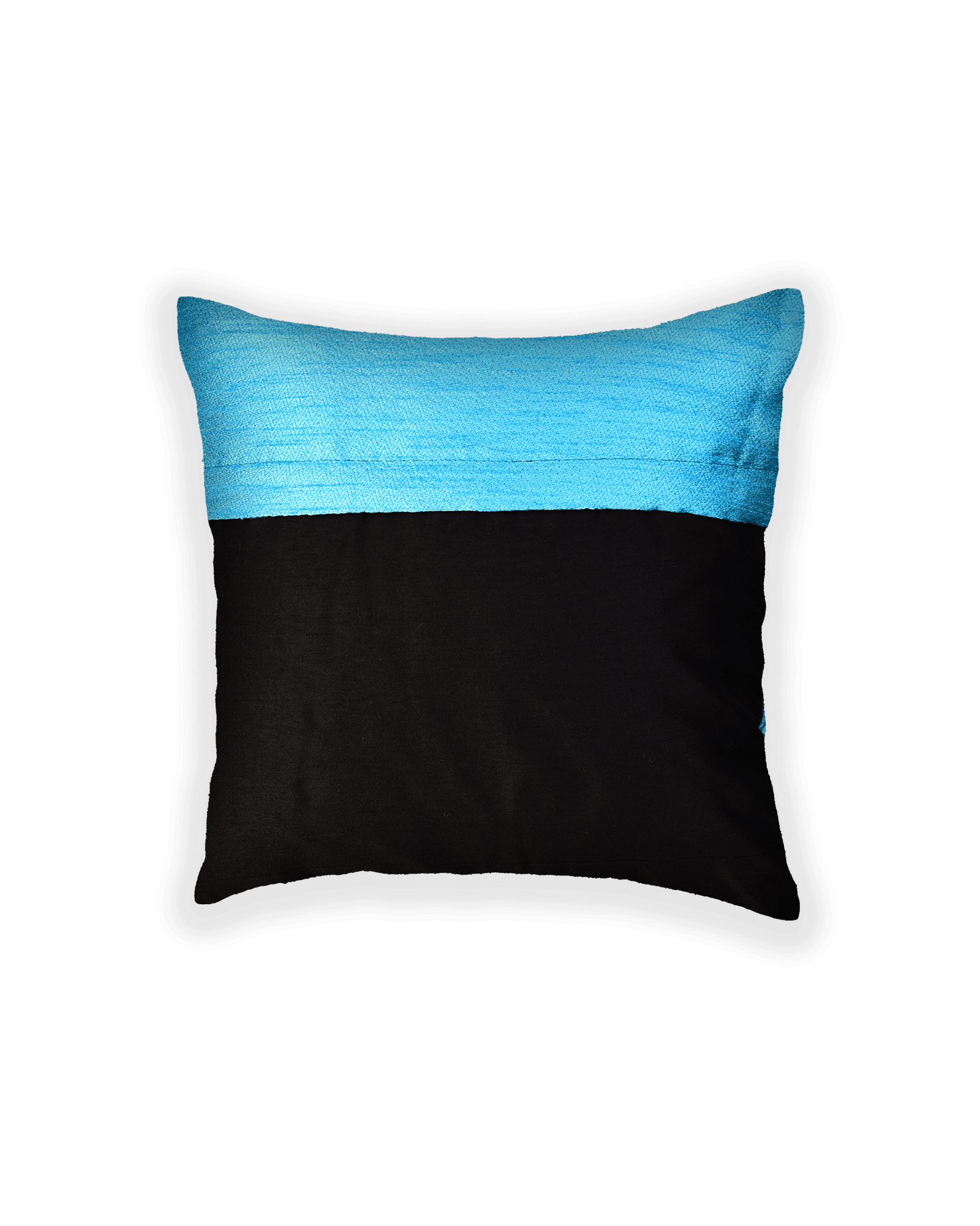 Firozi Banarasi Tanchoi Poly Dupion Slub Cushion Cover 16" - By HolyWeaves, Benares