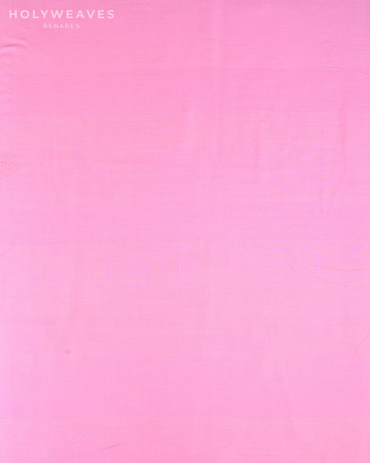 Flamingo Pink Banarasi Plain Woven Spun Silk Fabric - By HolyWeaves, Benares