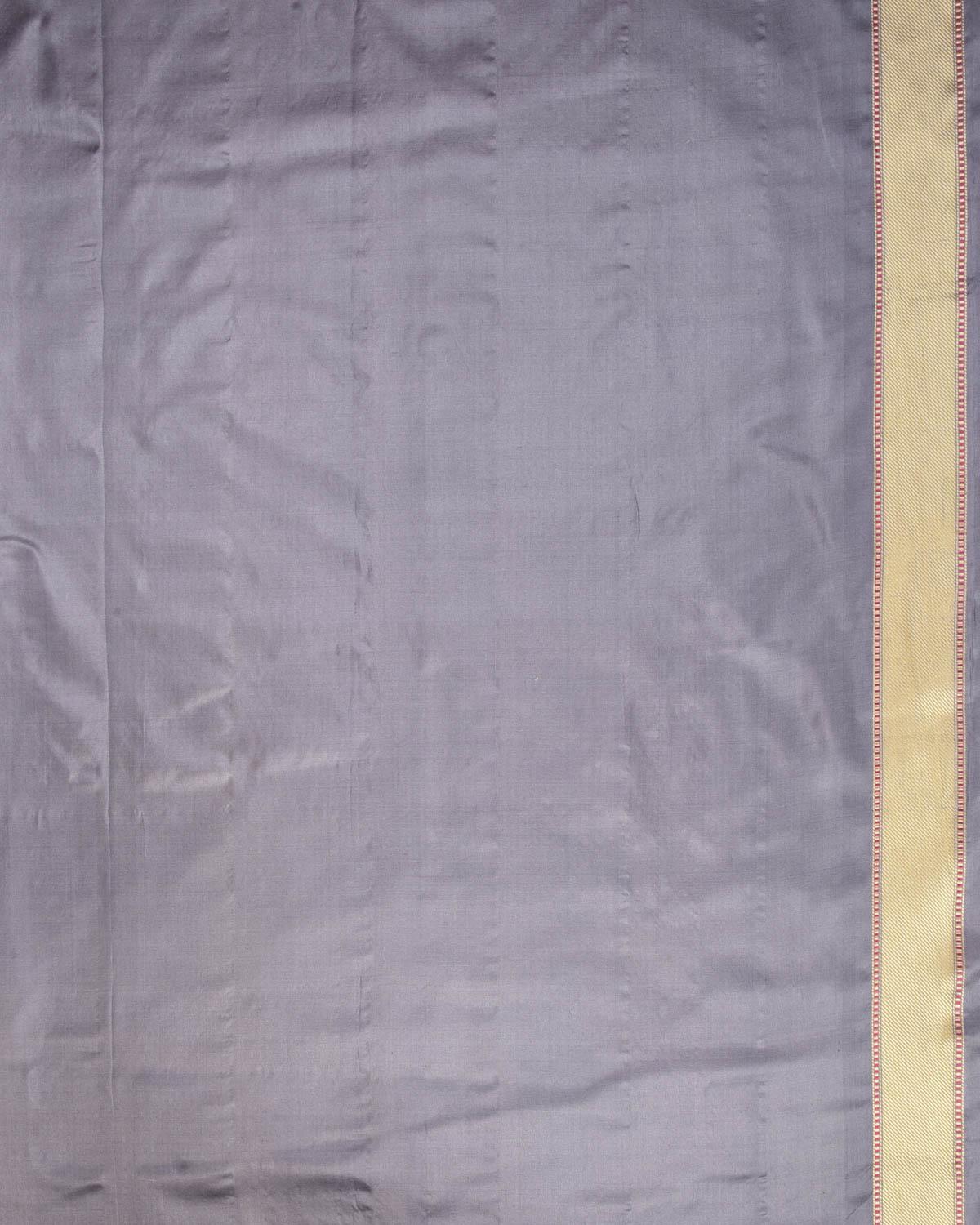 Gray Banarasi Floral Buta Jaal Sona Rupa Zari Kadhuan Brocade Handwoven Katan Silk Saree - By HolyWeaves, Benares